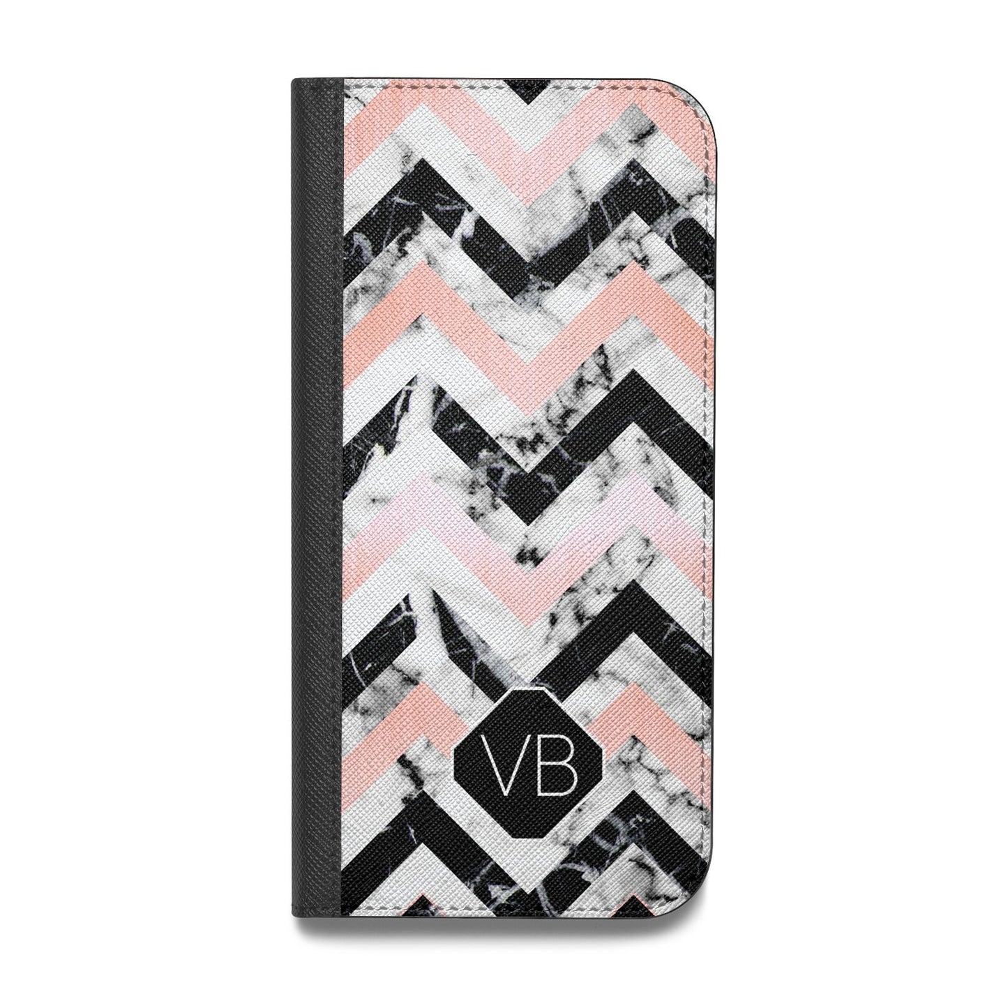 Personalised Marble Pattern Initials Vegan Leather Flip Samsung Case