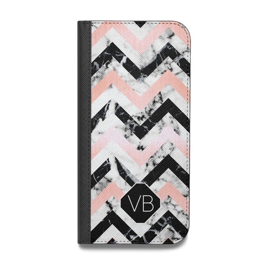 Personalised Marble Pattern Initials Vegan Leather Flip iPhone Case