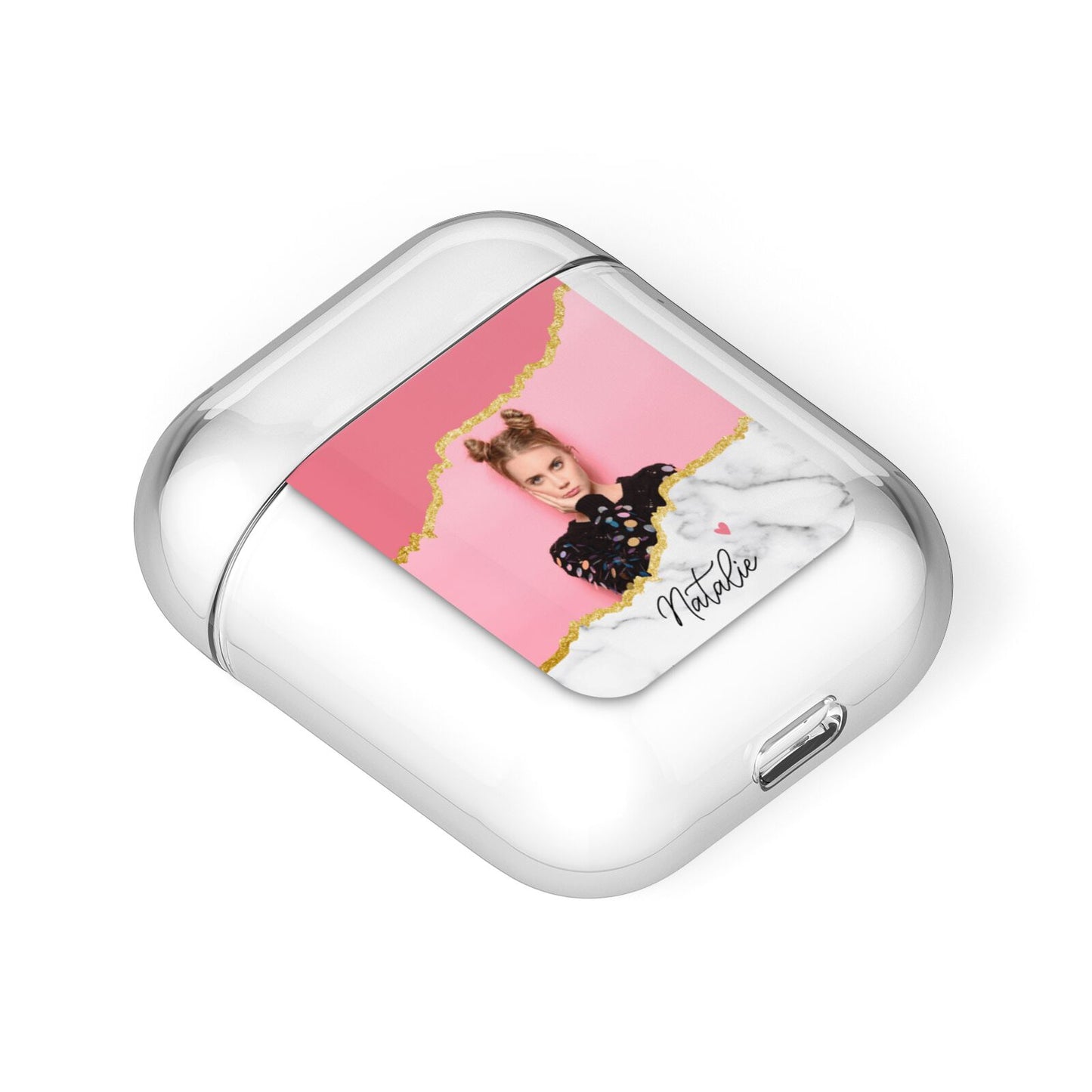 Personalised Marble Photo AirPods Case Laid Flat