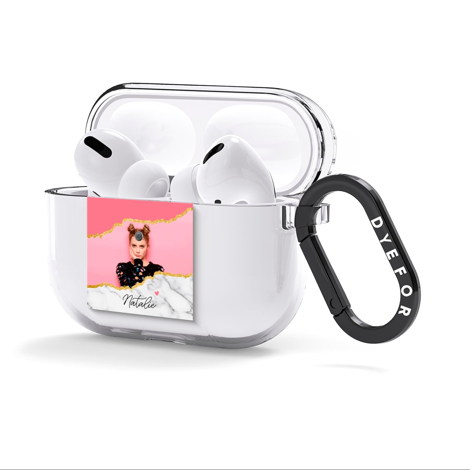 Personalised Marble Photo AirPods Clear Case 3rd Gen Side Image