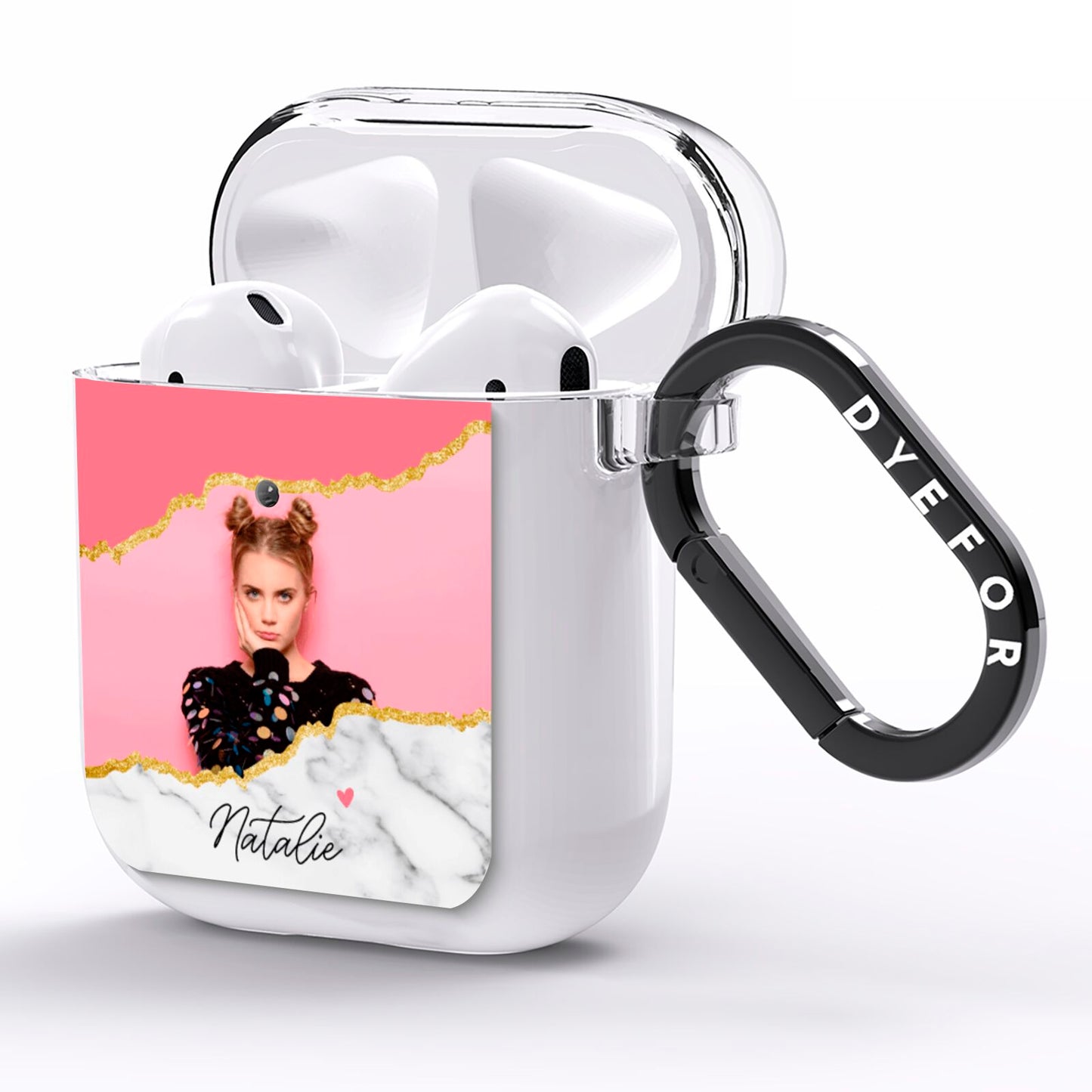 Personalised Marble Photo AirPods Clear Case Side Image