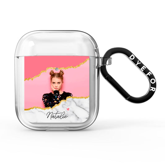 Personalised Marble Photo AirPods Clear Case