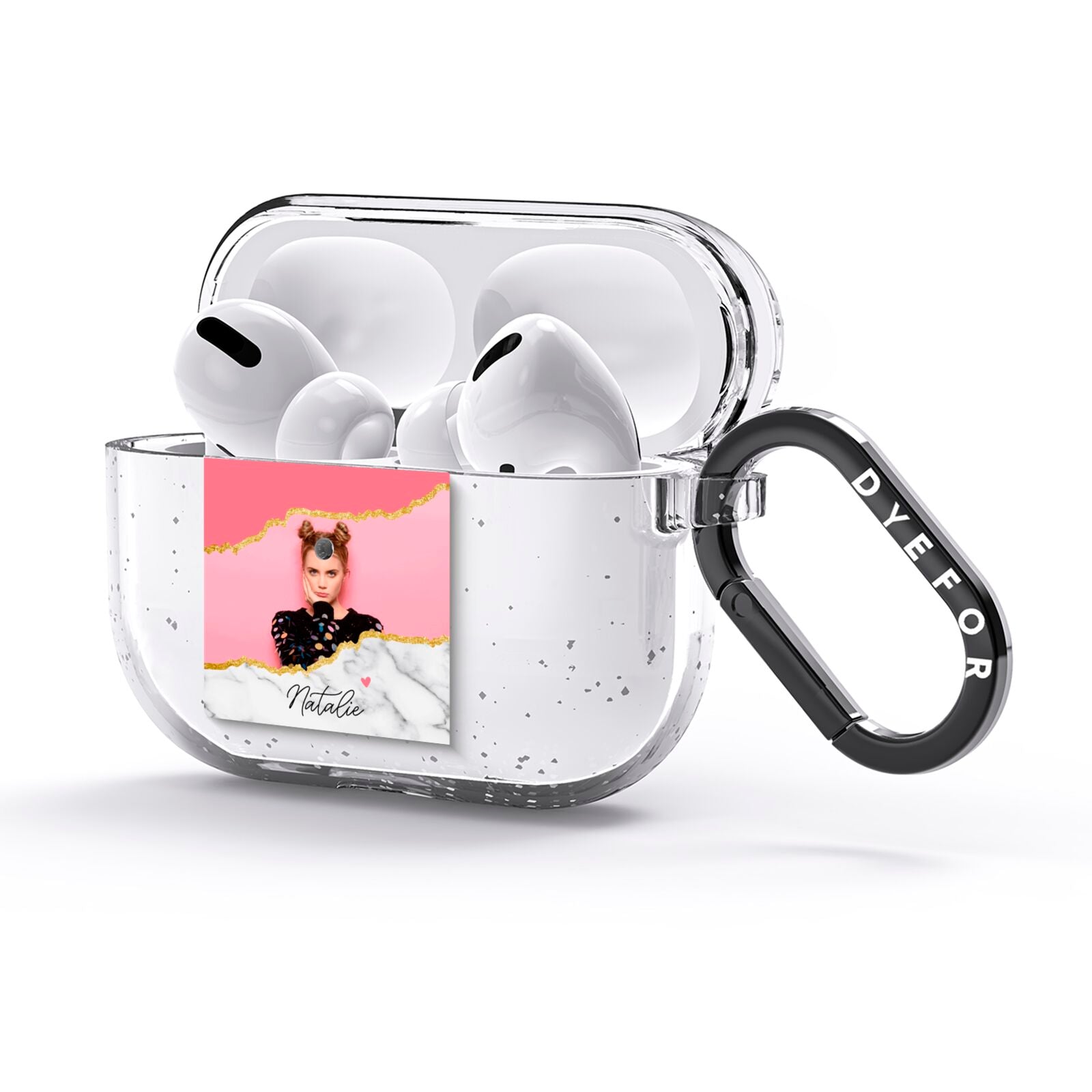 Personalised Marble Photo AirPods Glitter Case 3rd Gen Side Image