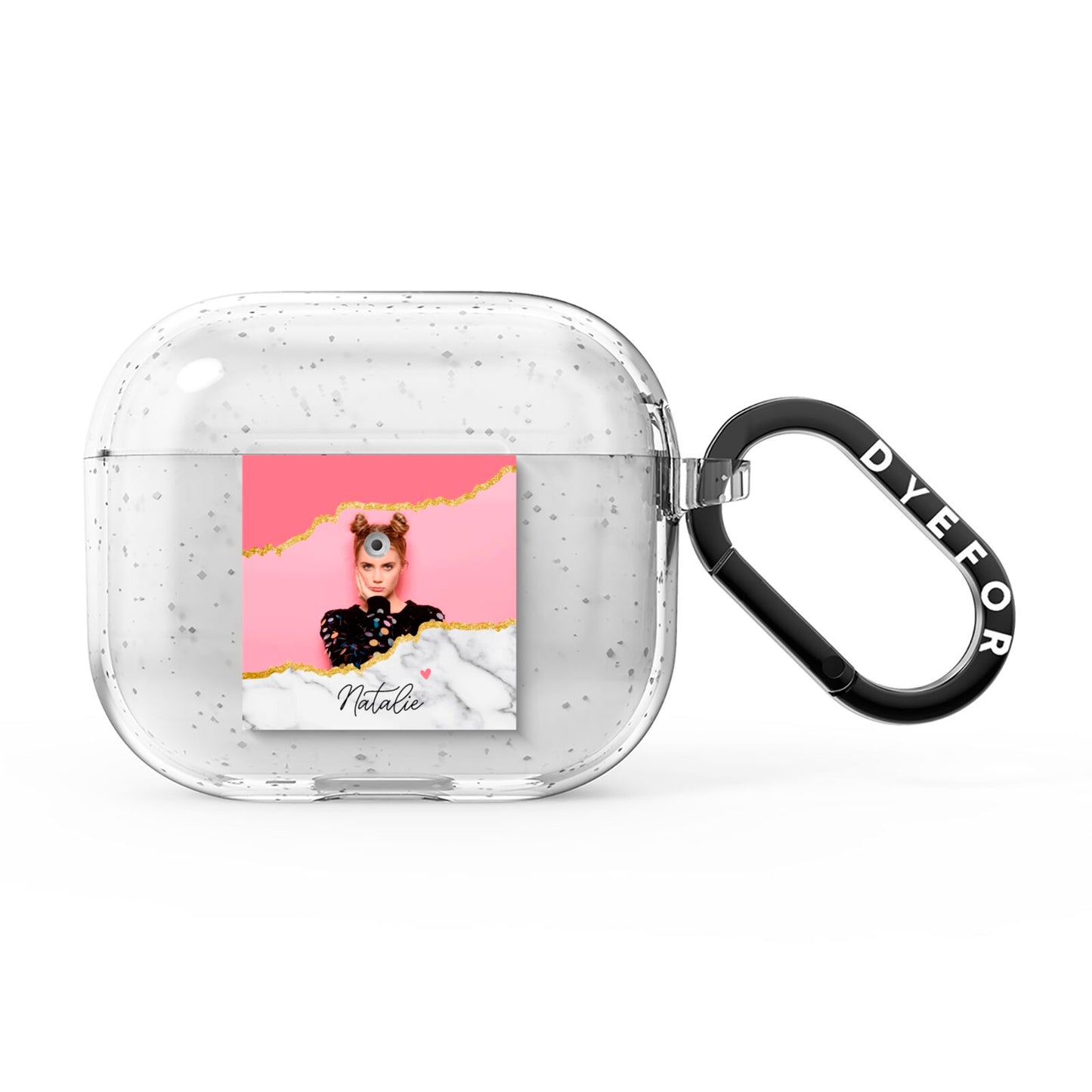 Personalised Marble Photo AirPods Glitter Case 3rd Gen