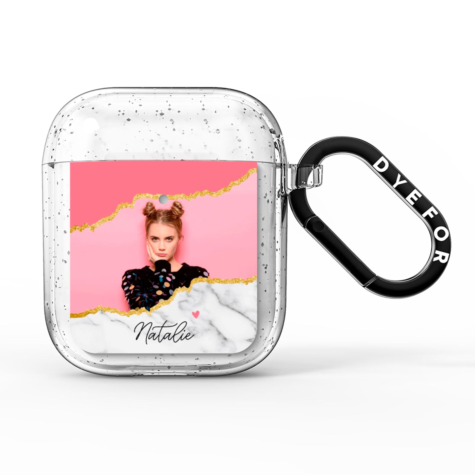 Personalised Marble Photo AirPods Glitter Case