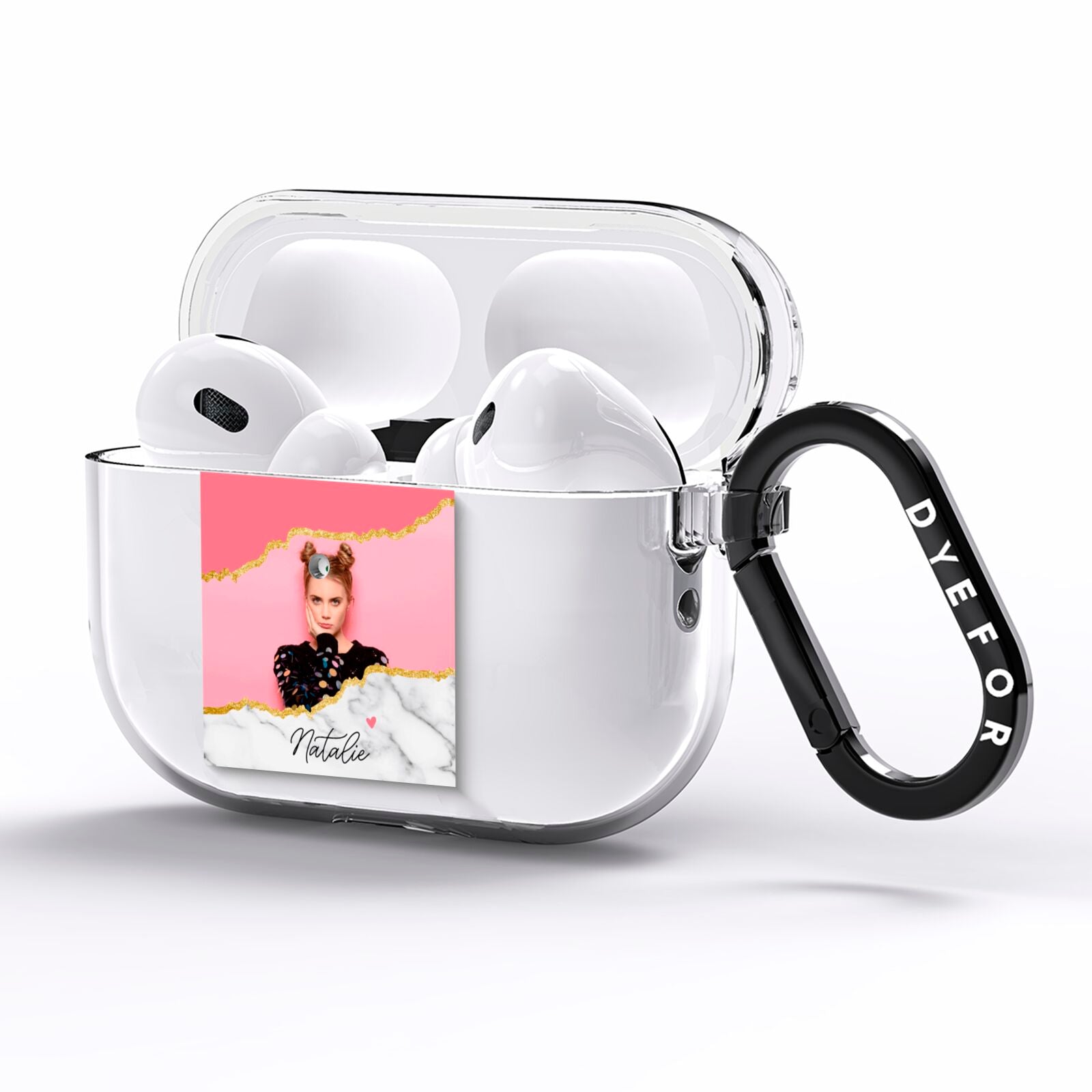 Personalised Marble Photo AirPods Pro Clear Case Side Image
