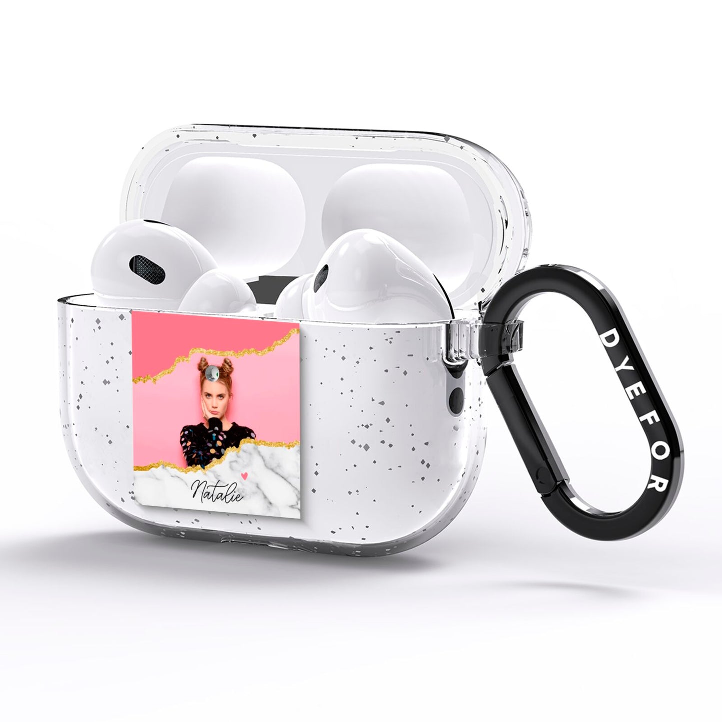 Personalised Marble Photo AirPods Pro Glitter Case Side Image