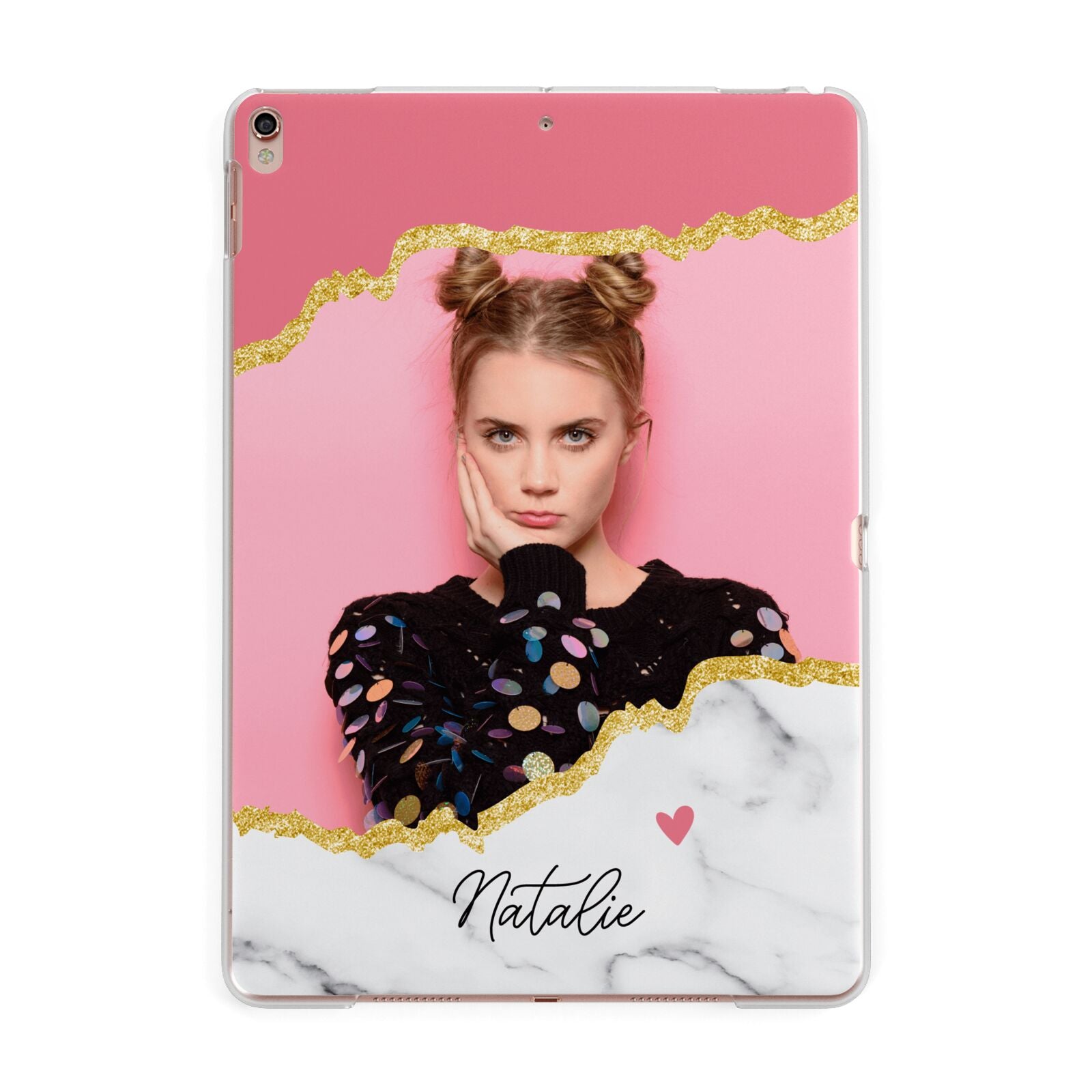 Personalised Marble Photo Apple iPad Rose Gold Case
