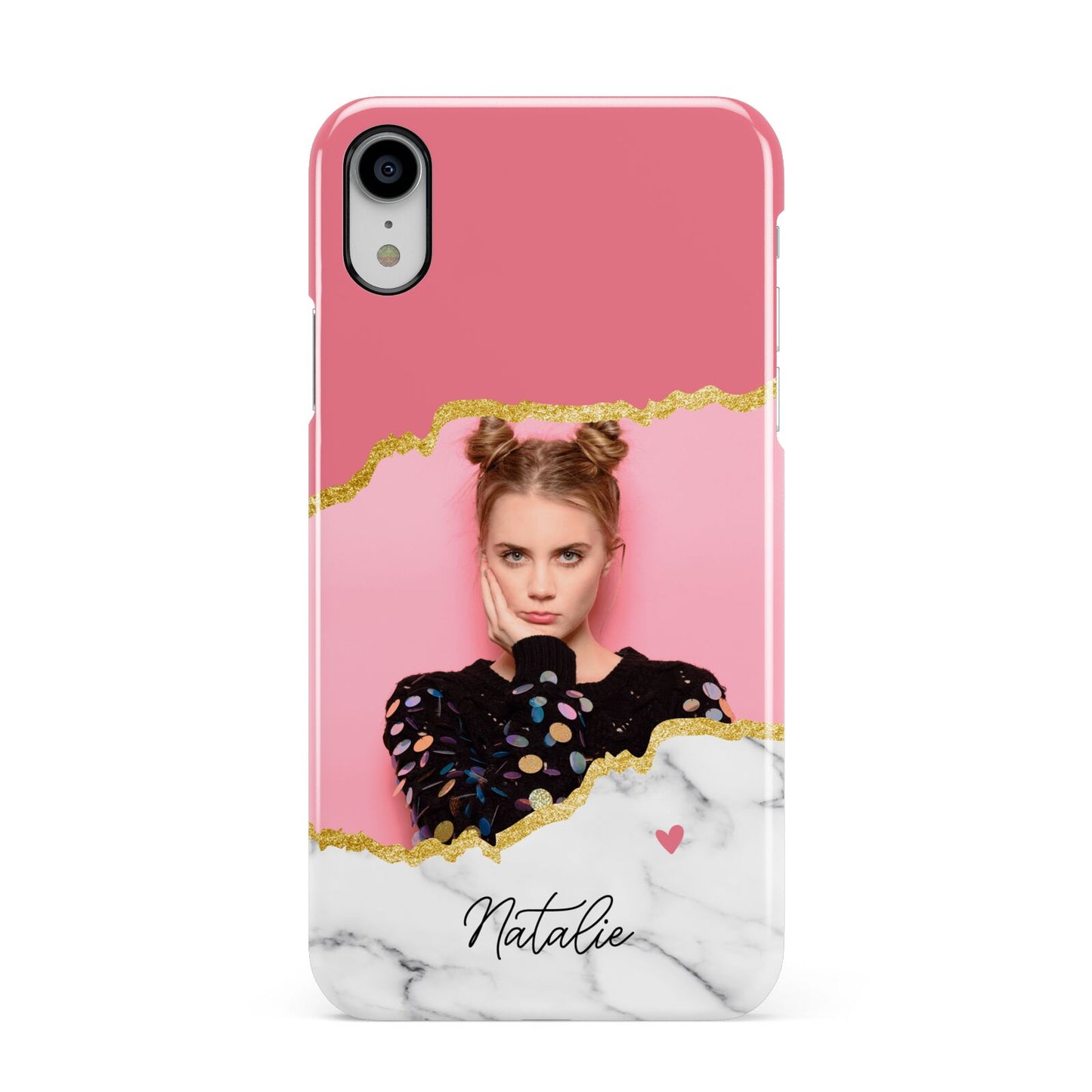 Personalised Marble Photo Apple iPhone XR White 3D Snap Case