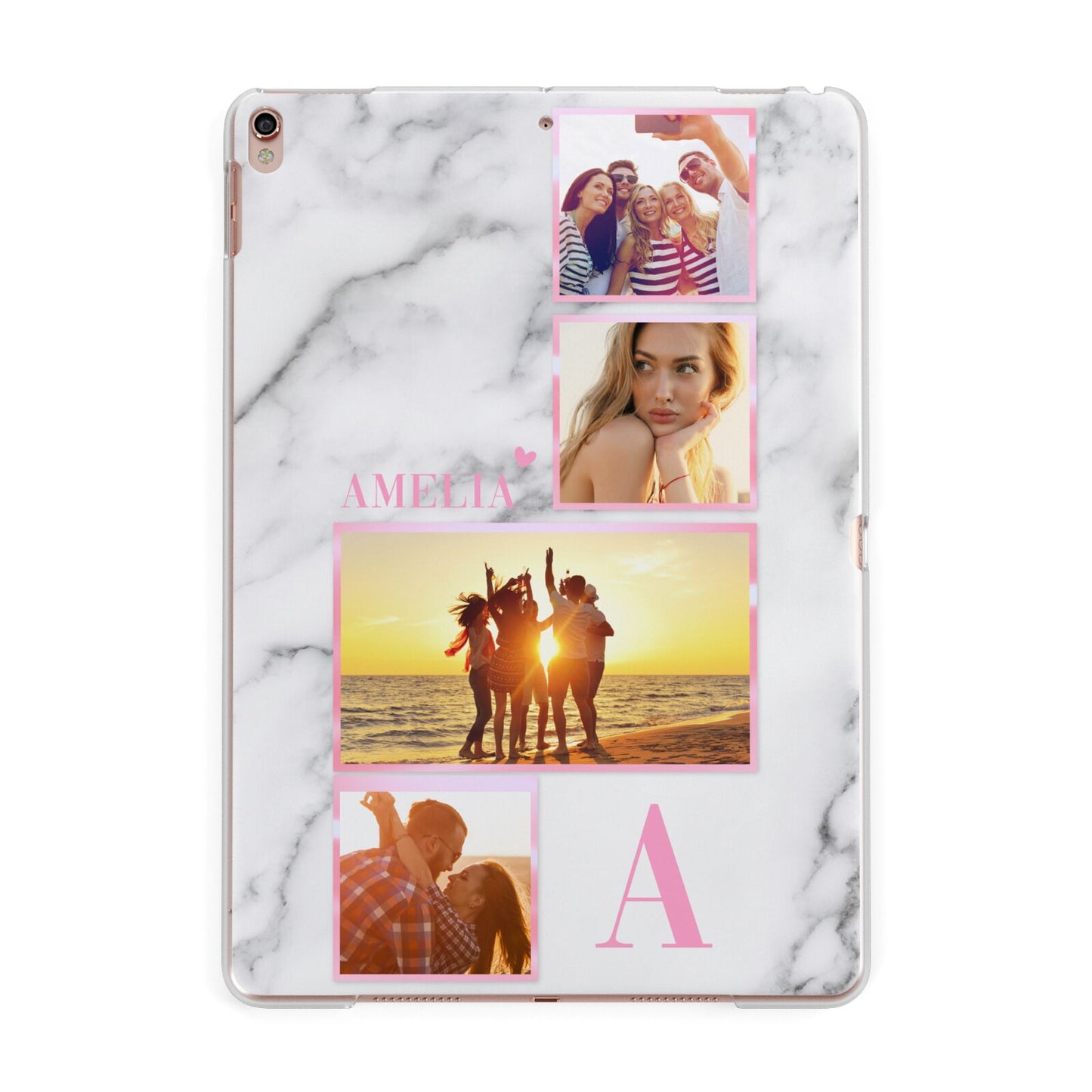 Personalised Marble Photo Collage Apple iPad Rose Gold Case