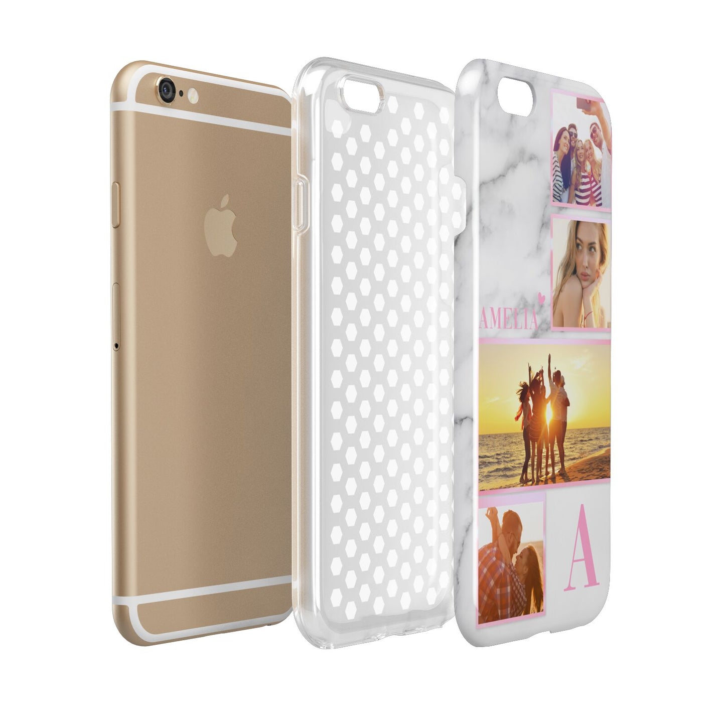 Personalised Marble Photo Collage Apple iPhone 6 3D Tough Case Expanded view