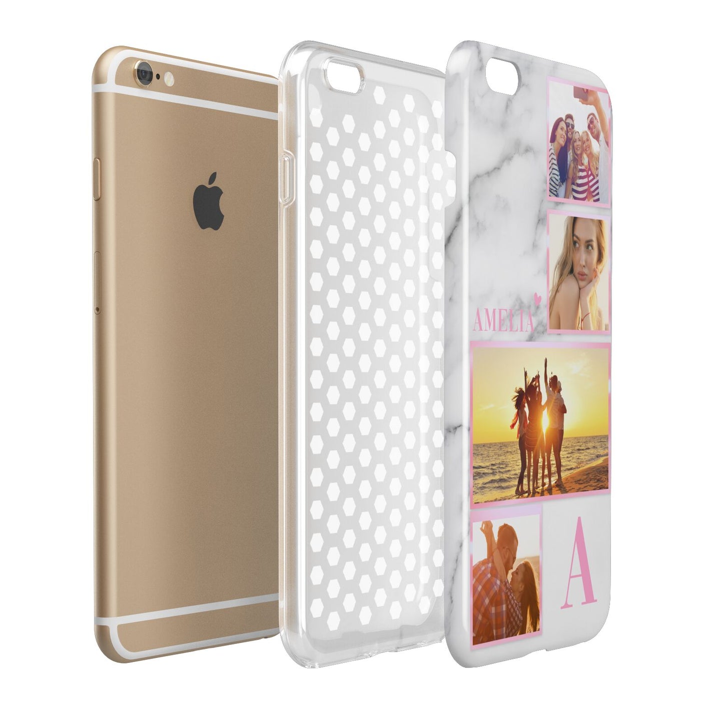 Personalised Marble Photo Collage Apple iPhone 6 Plus 3D Tough Case