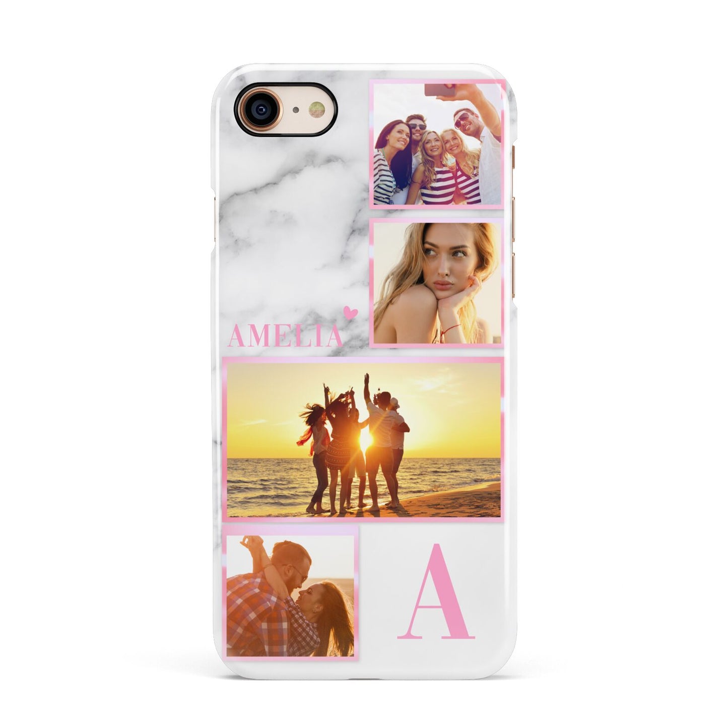 Personalised Marble Photo Collage Apple iPhone 7 8 3D Snap Case