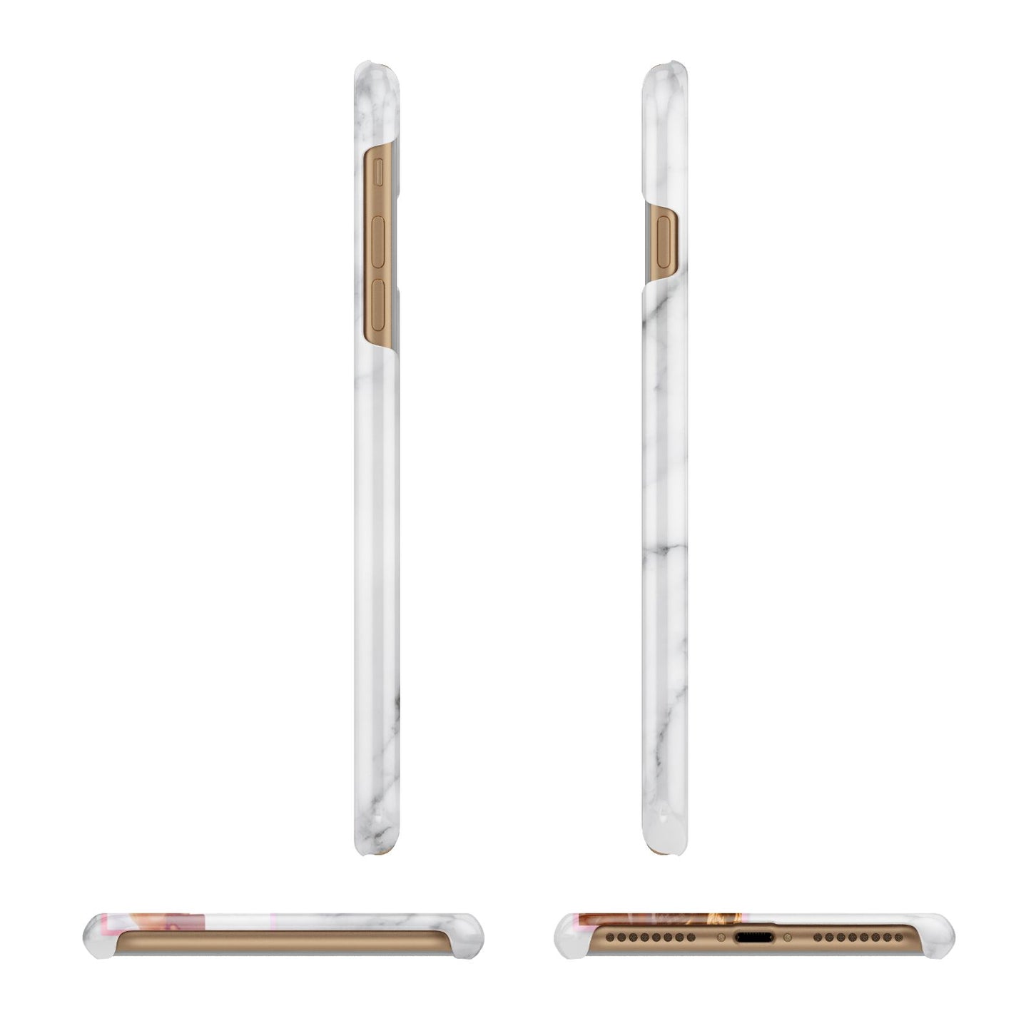 Personalised Marble Photo Collage Apple iPhone 7 Plus 3D Wrap Snap Case Angled Images