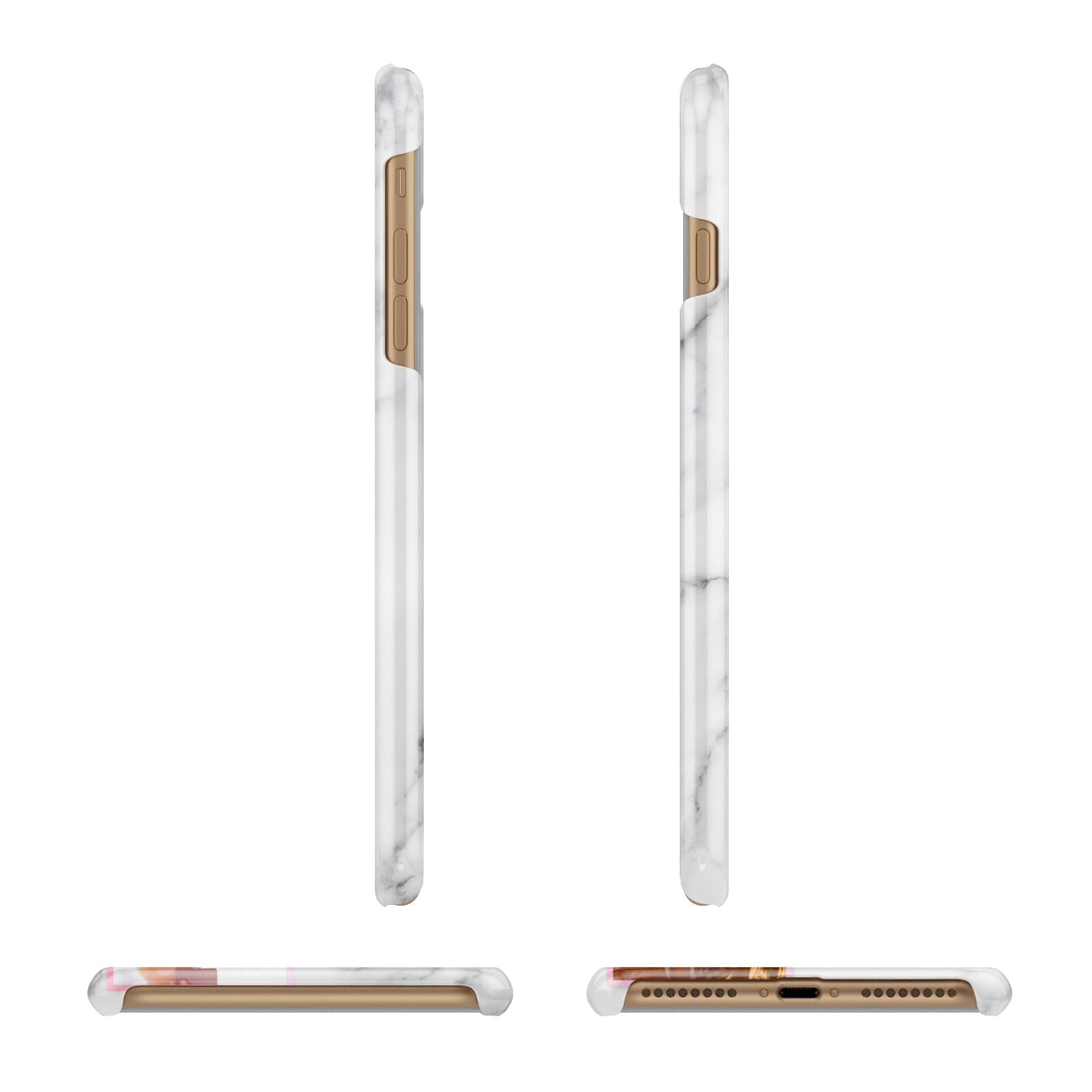 Personalised Marble Photo Collage Apple iPhone 7 Plus 3D Wrap Snap Case Angled Images