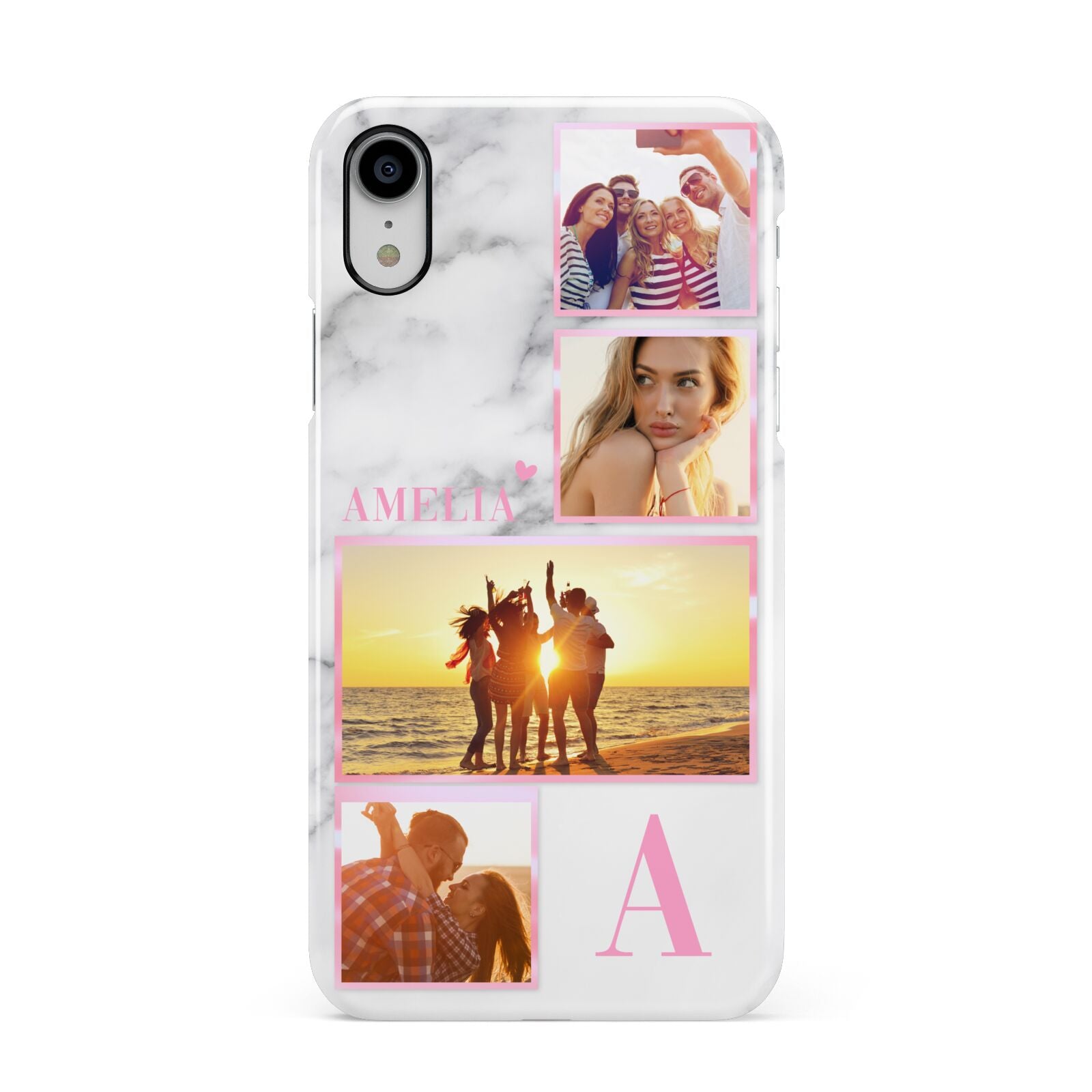 Personalised Marble Photo Collage Apple iPhone XR White 3D Snap Case