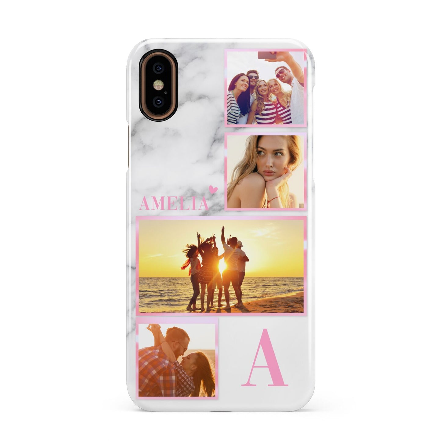 Personalised Marble Photo Collage Apple iPhone XS 3D Snap Case