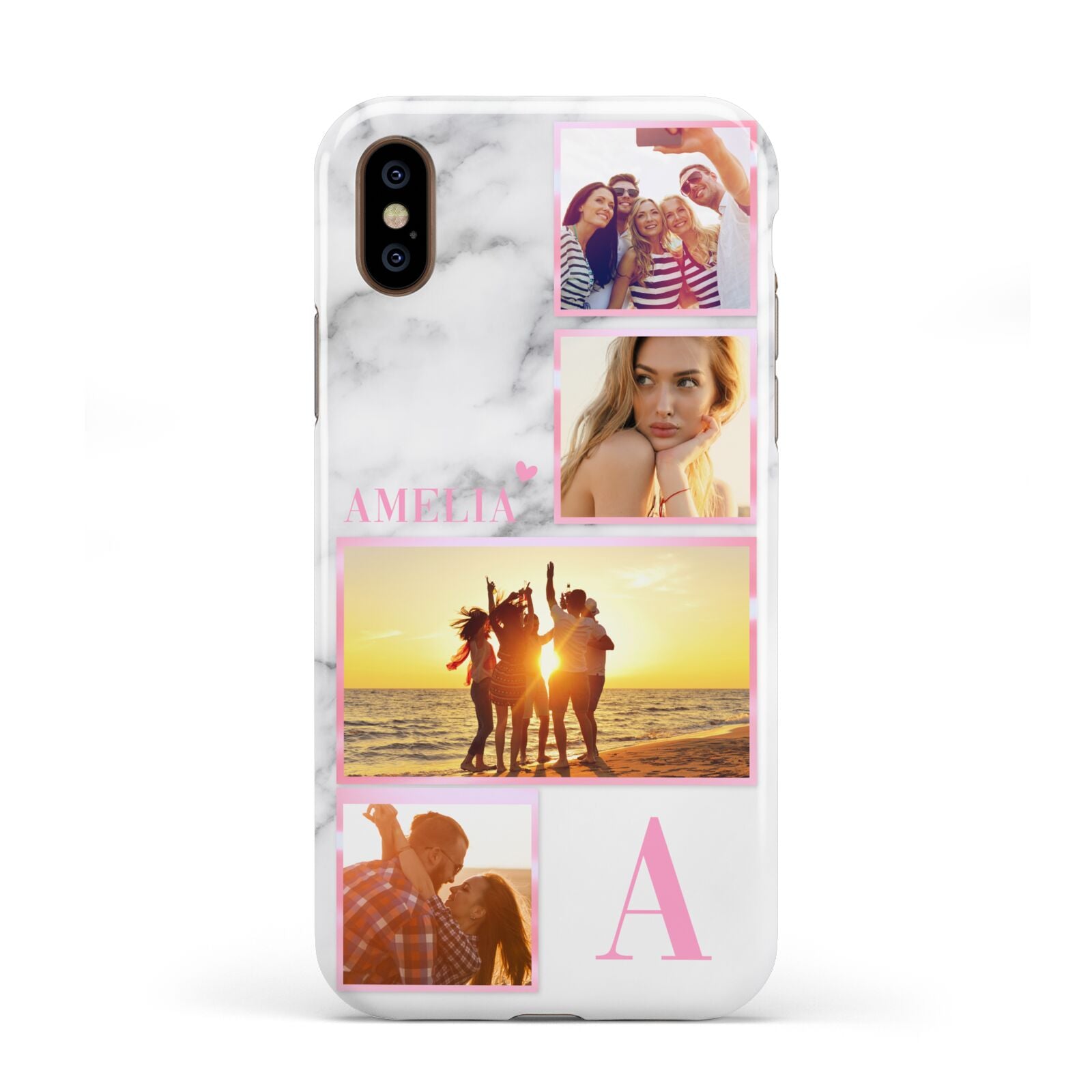 Personalised Marble Photo Collage Apple iPhone XS 3D Tough