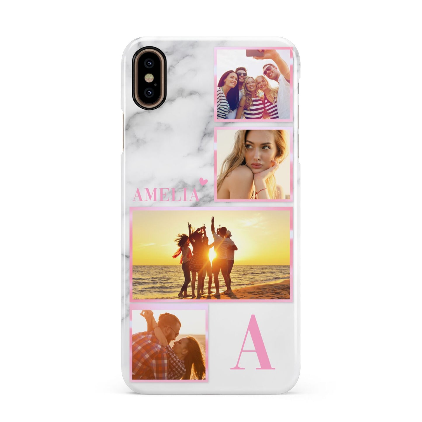 Personalised Marble Photo Collage Apple iPhone Xs Max 3D Snap Case