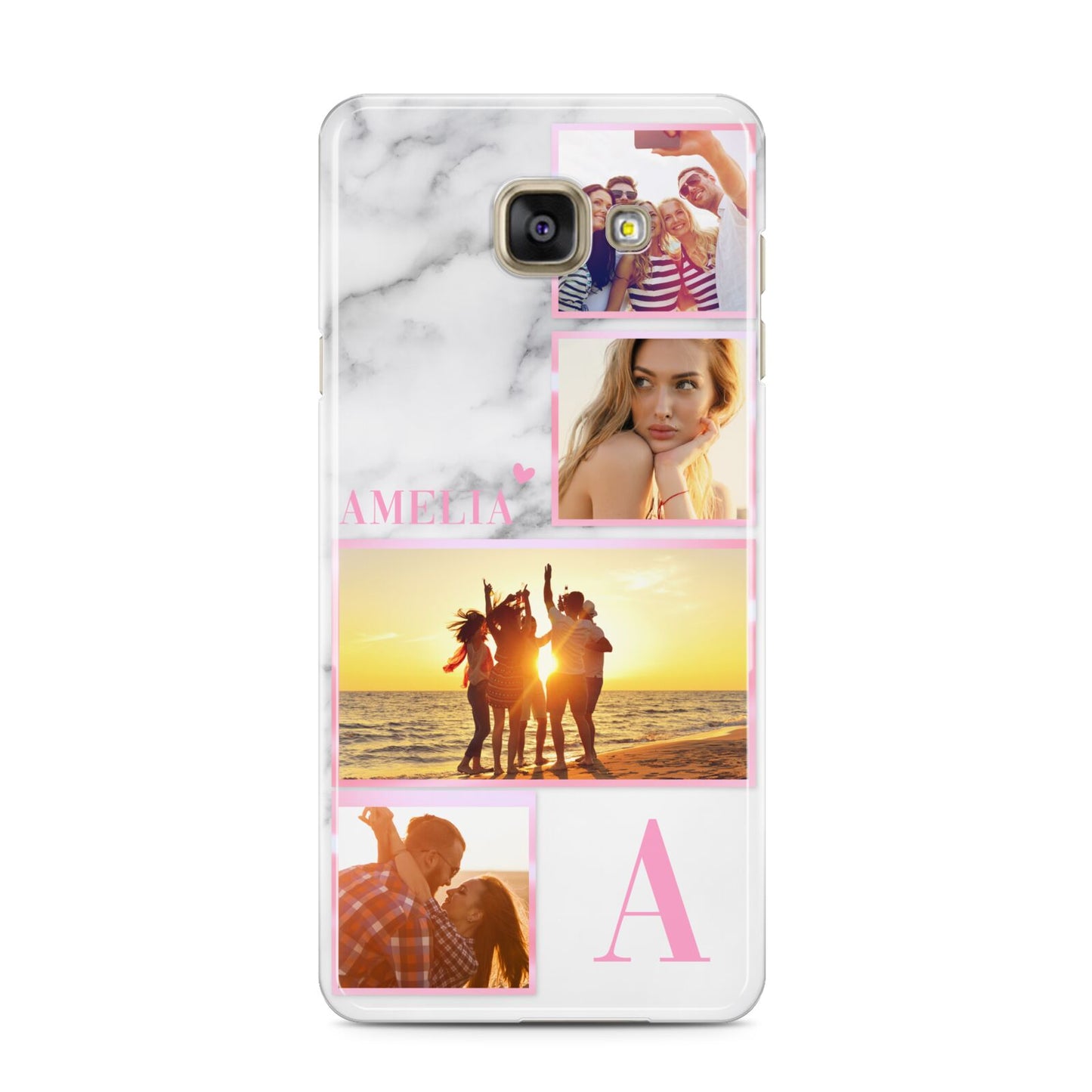 Personalised Marble Photo Collage Samsung Galaxy A3 2016 Case on gold phone