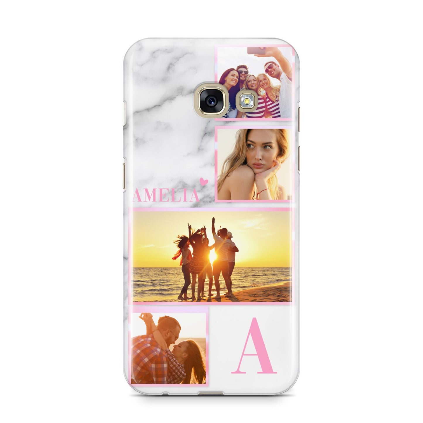 Personalised Marble Photo Collage Samsung Galaxy A3 2017 Case on gold phone