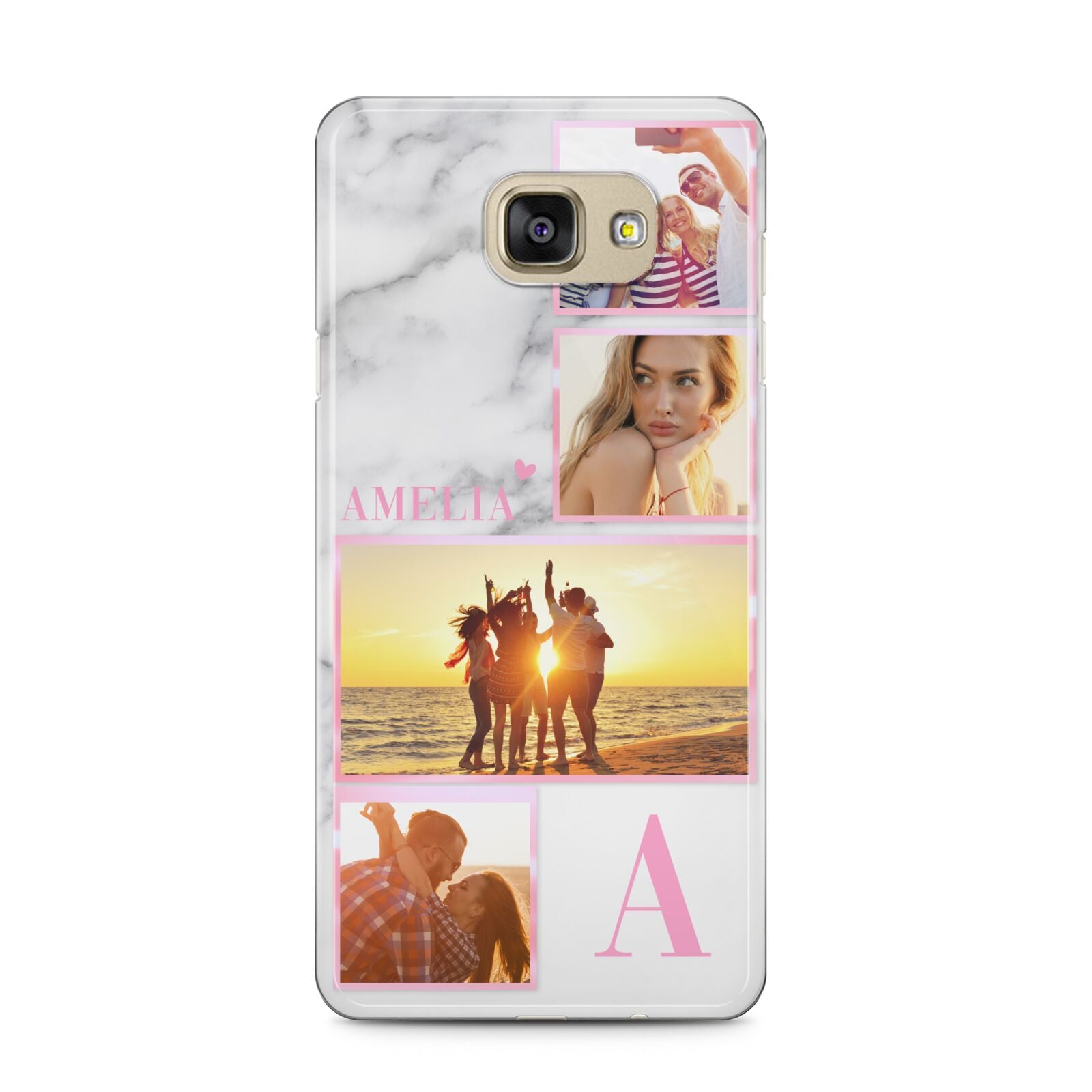 Personalised Marble Photo Collage Samsung Galaxy A5 2016 Case on gold phone