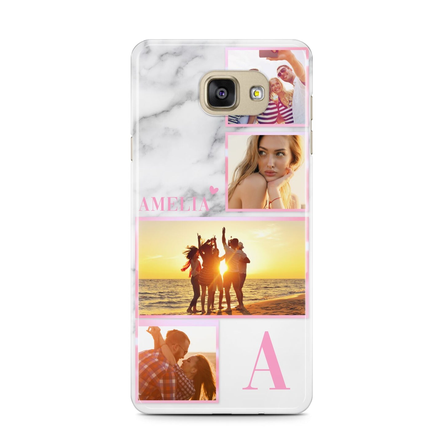 Personalised Marble Photo Collage Samsung Galaxy A7 2016 Case on gold phone