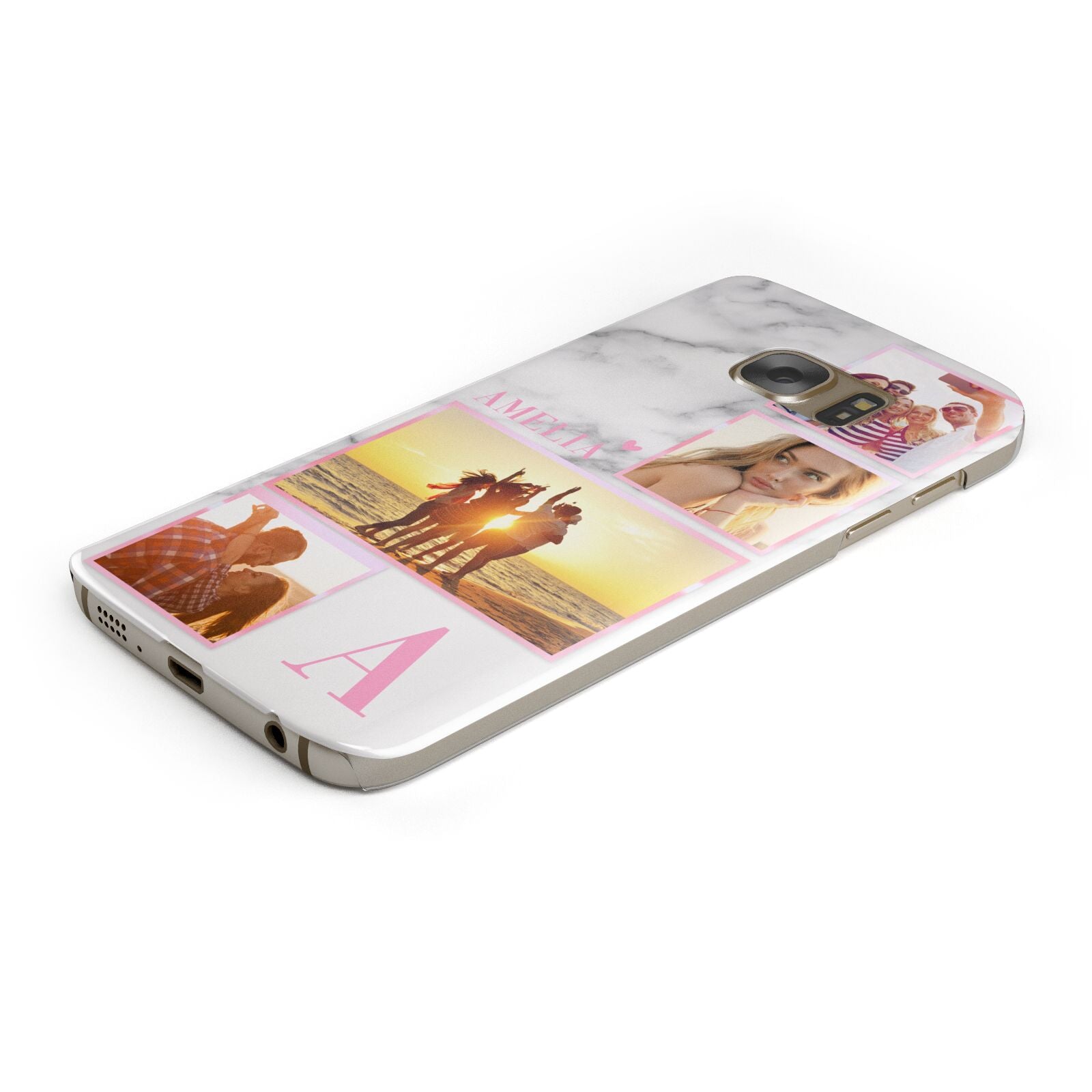 Personalised Marble Photo Collage Samsung Galaxy Case Bottom Cutout
