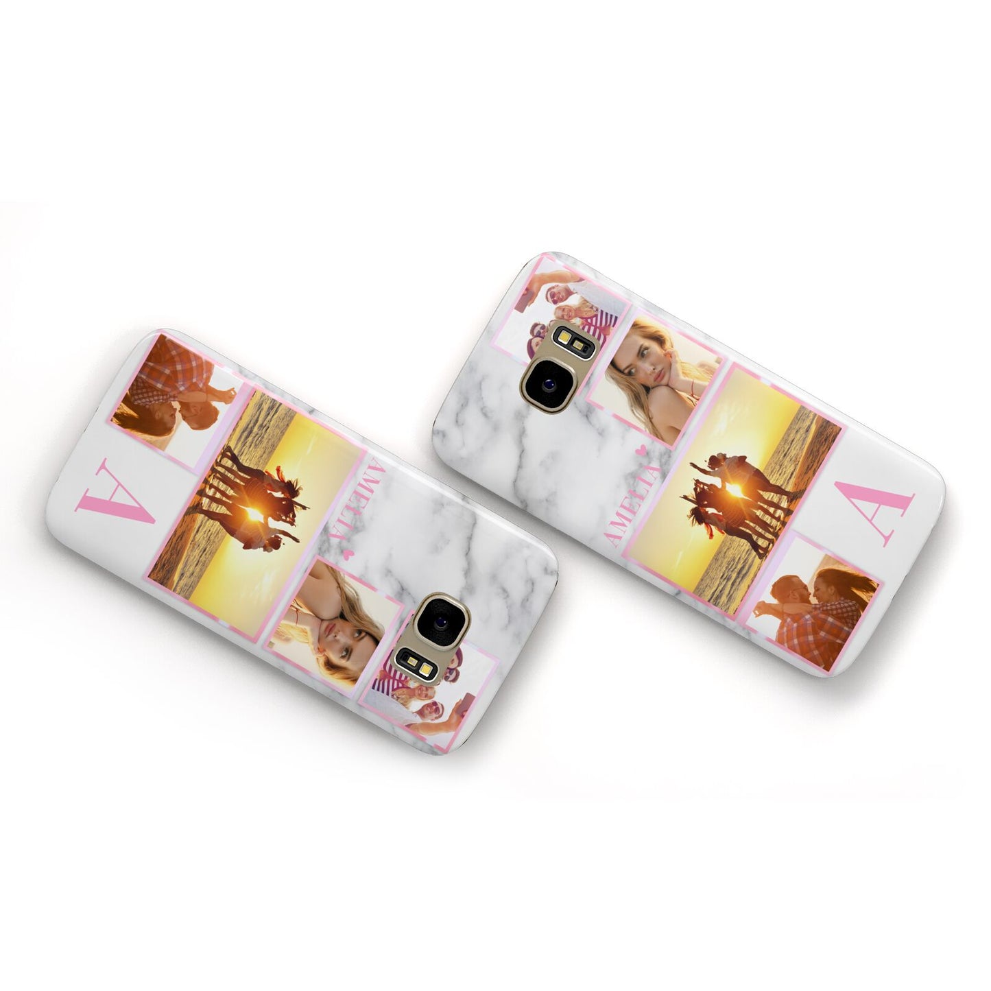 Personalised Marble Photo Collage Samsung Galaxy Case Flat Overview