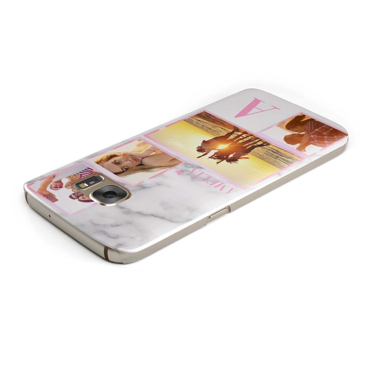 Personalised Marble Photo Collage Samsung Galaxy Case Top Cutout