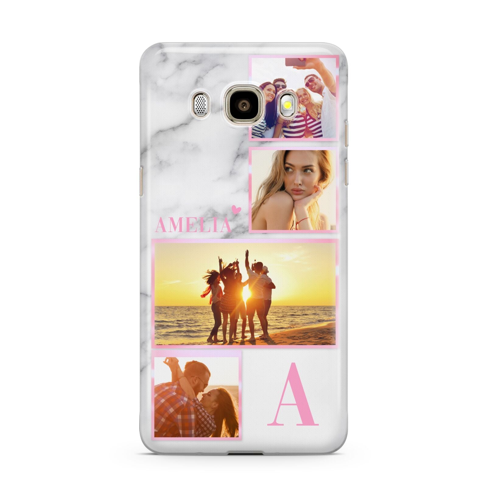 Personalised Marble Photo Collage Samsung Galaxy J7 2016 Case on gold phone