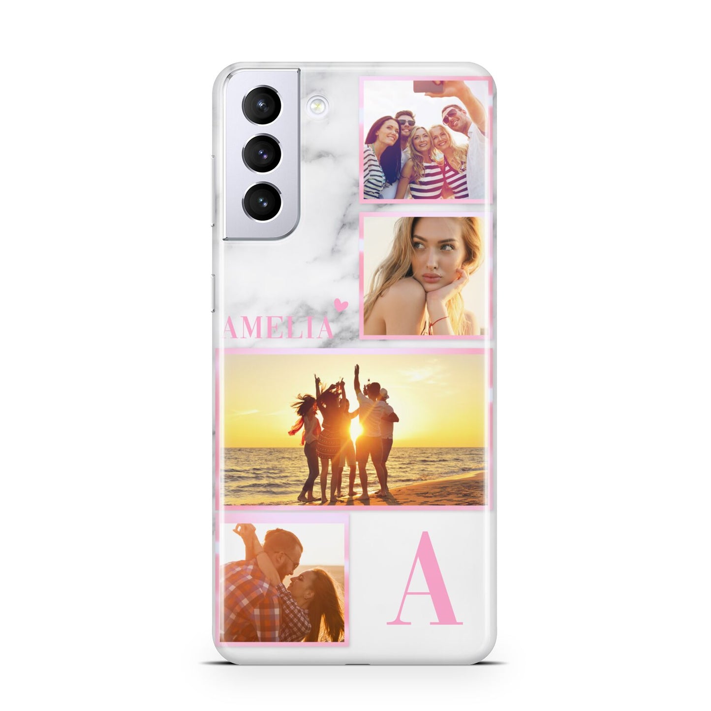Personalised Marble Photo Collage Samsung S21 Plus Phone Case
