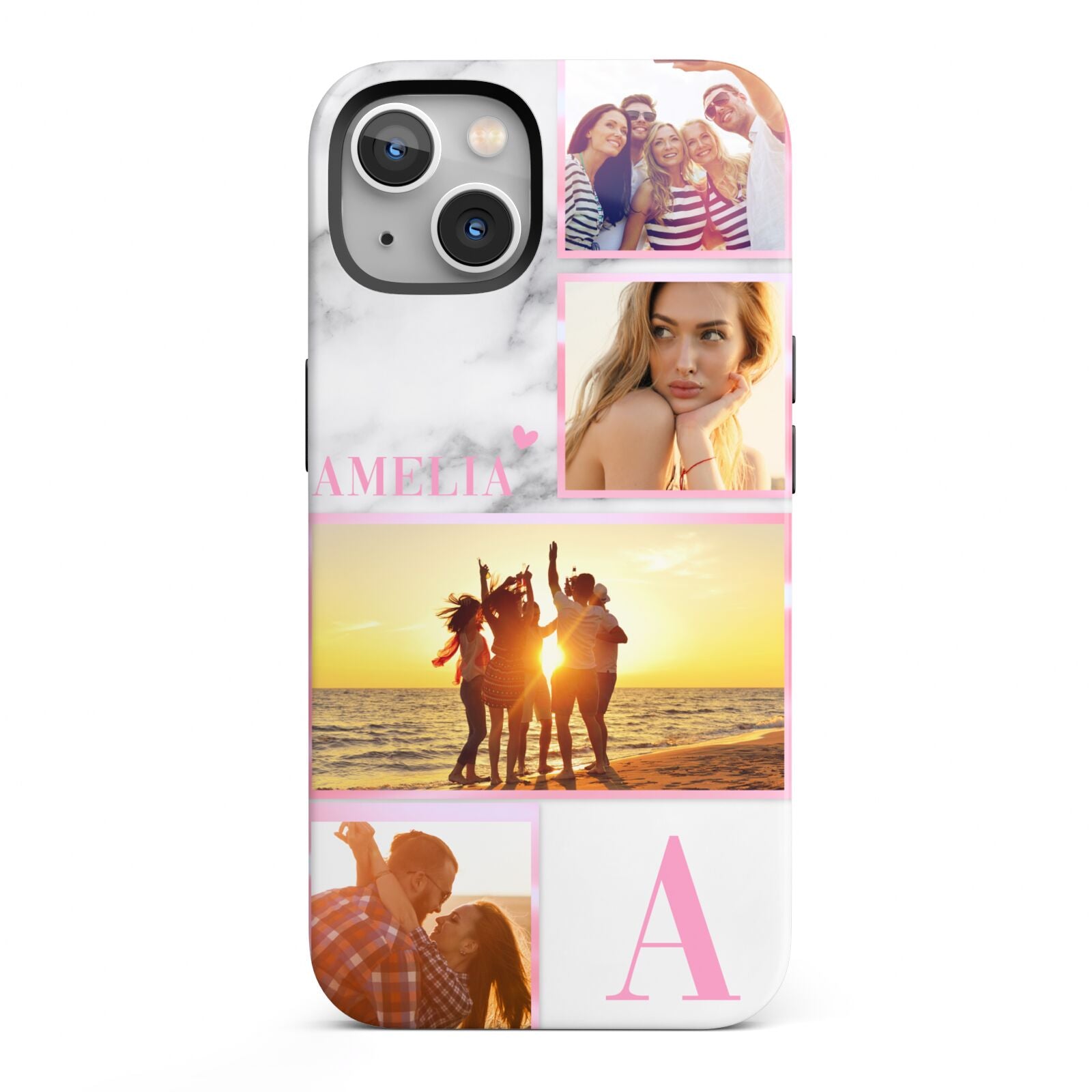 Personalised Marble Photo Collage iPhone 13 Full Wrap 3D Tough Case