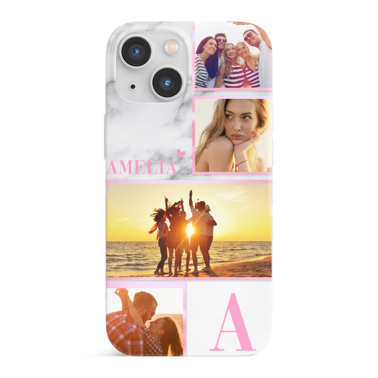 Personalised Marble Photo Collage iPhone 13 Mini Full Wrap 3D Snap Case