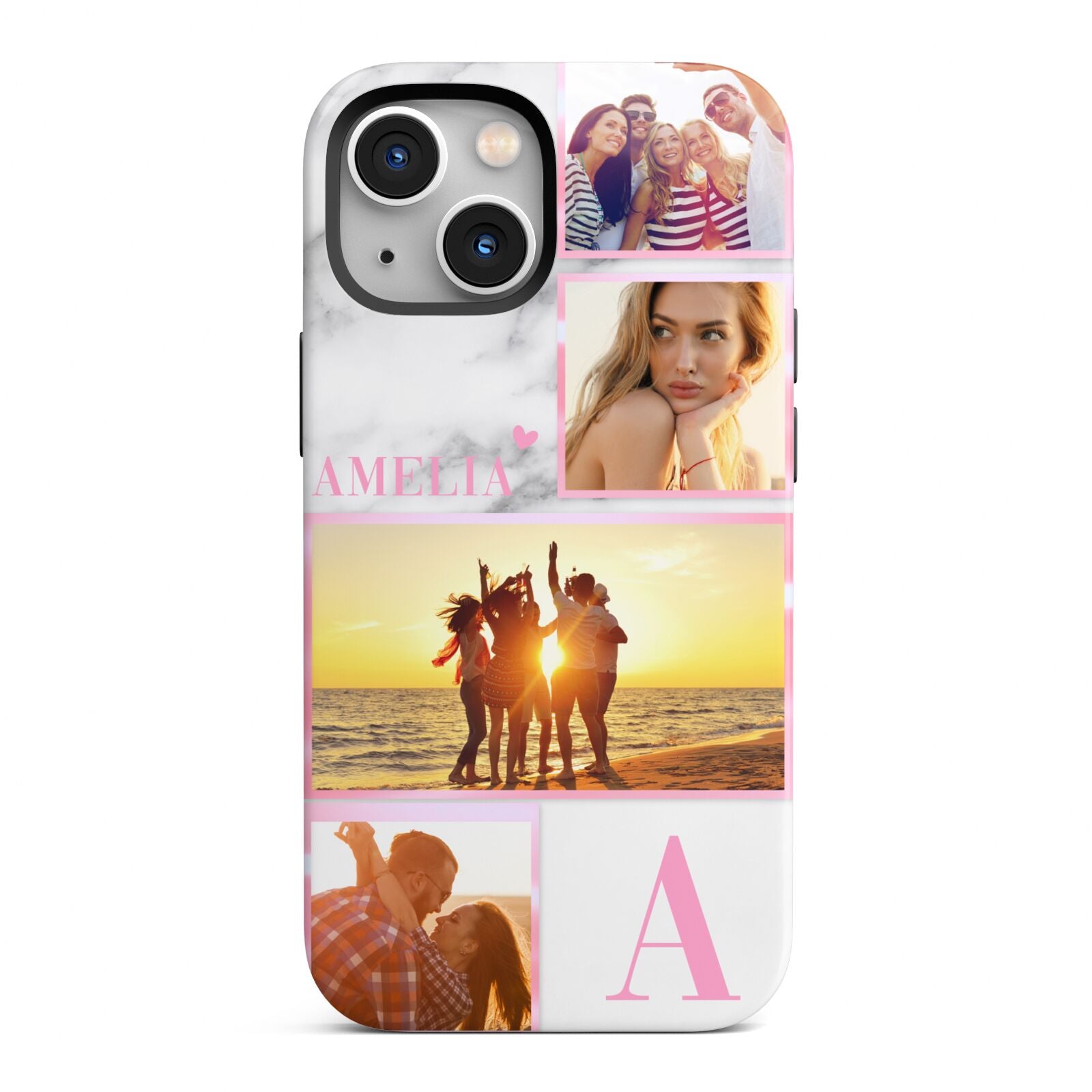 Personalised Marble Photo Collage iPhone 13 Mini Full Wrap 3D Tough Case