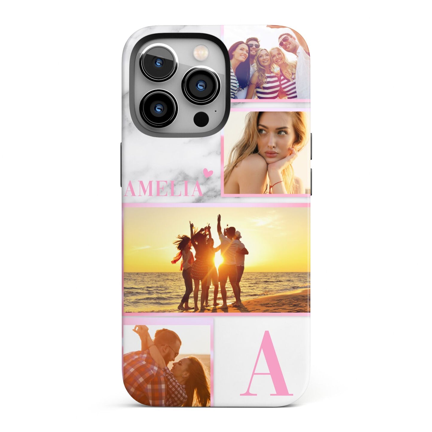 Personalised Marble Photo Collage iPhone 13 Pro Full Wrap 3D Tough Case