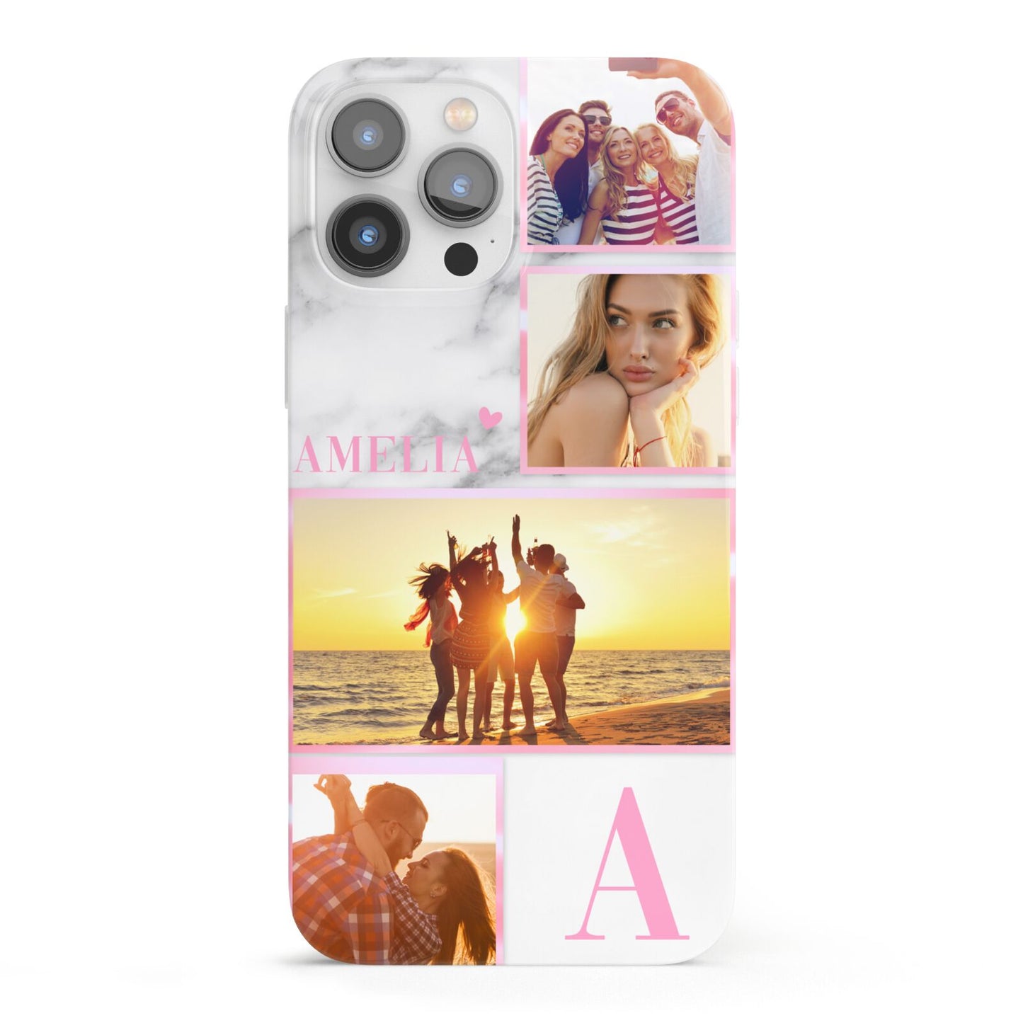 Personalised Marble Photo Collage iPhone 13 Pro Max Full Wrap 3D Snap Case