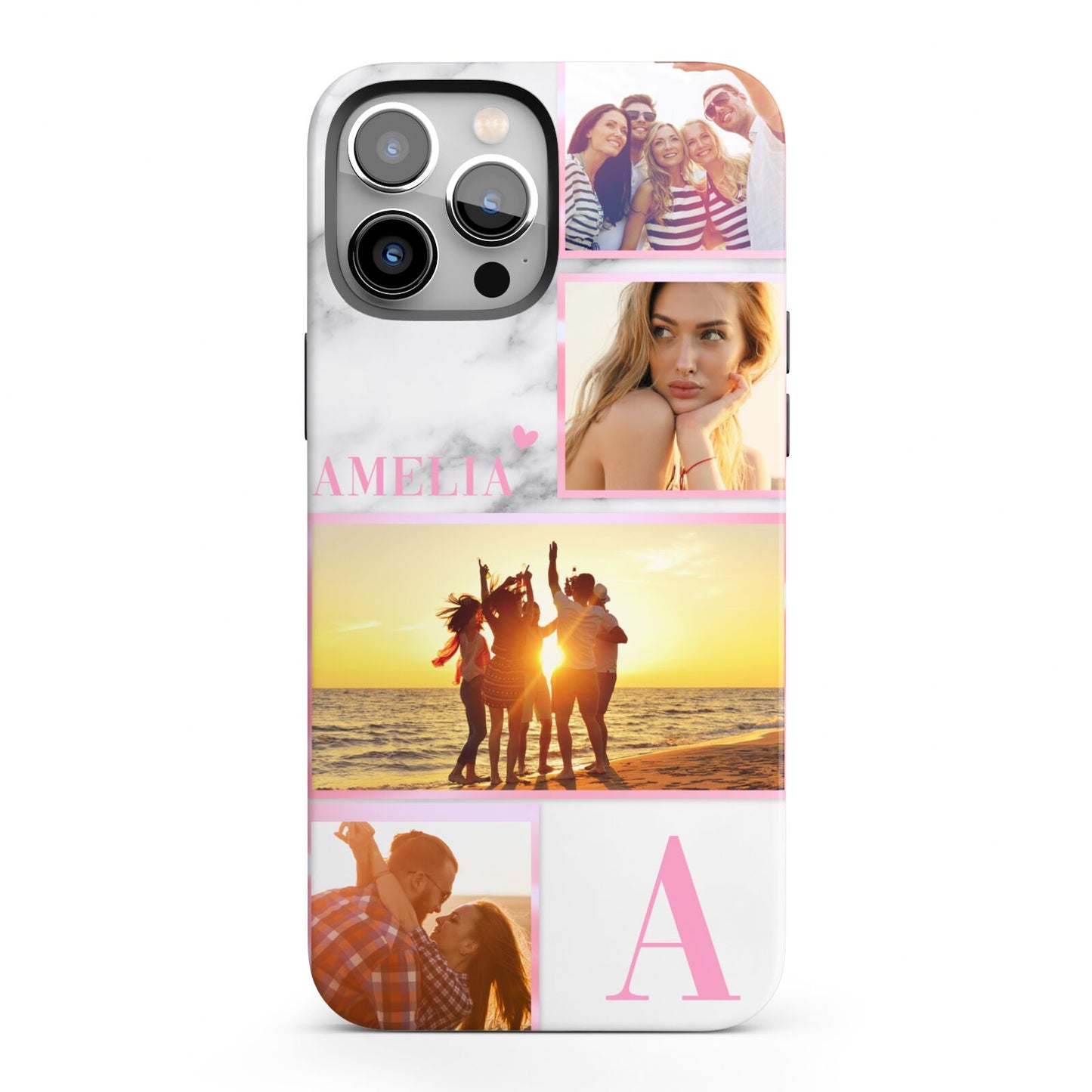 Personalised Marble Photo Collage iPhone 13 Pro Max Full Wrap 3D Tough Case