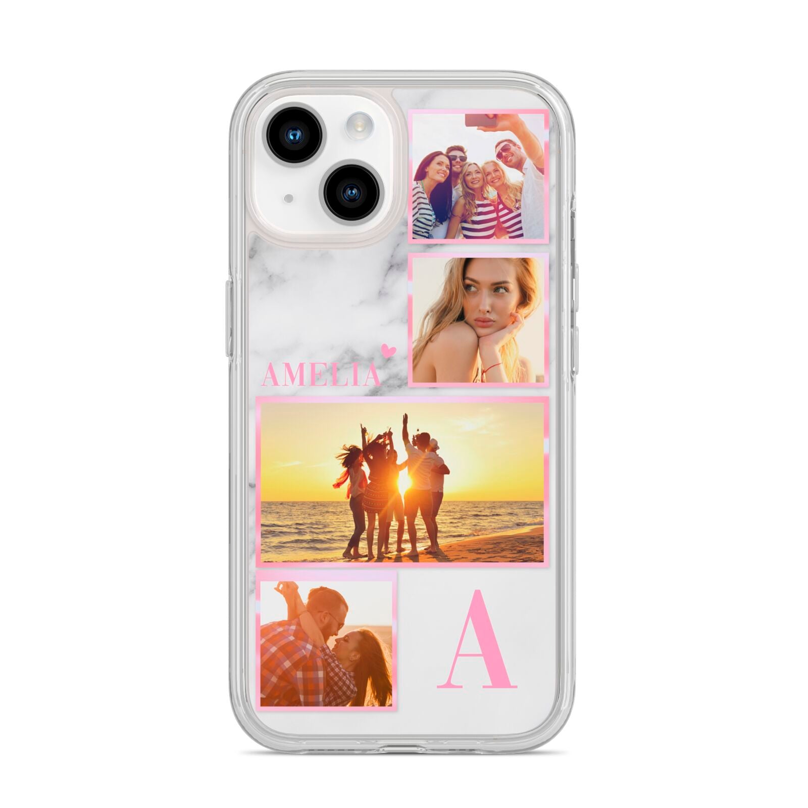 Personalised Marble Photo Collage iPhone 14 Clear Tough Case Starlight
