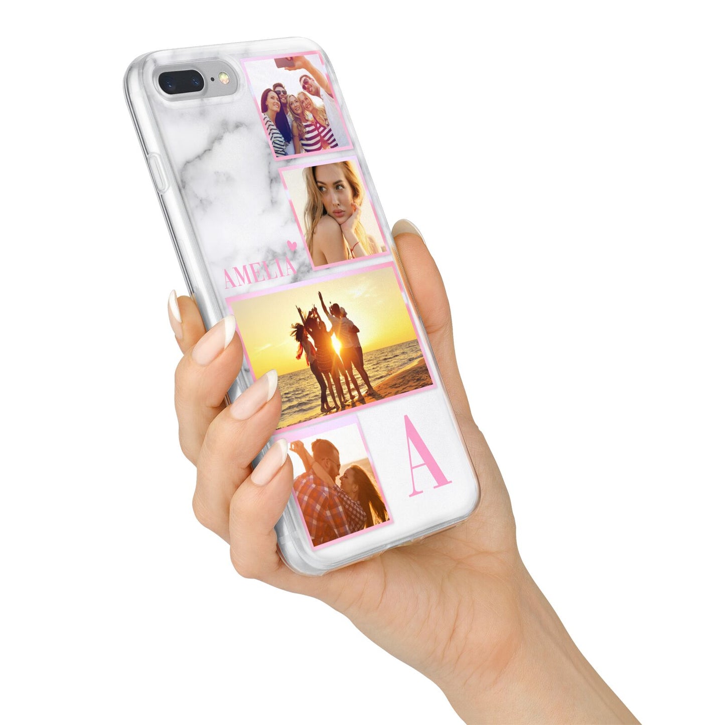 Personalised Marble Photo Collage iPhone 7 Plus Bumper Case on Silver iPhone Alternative Image