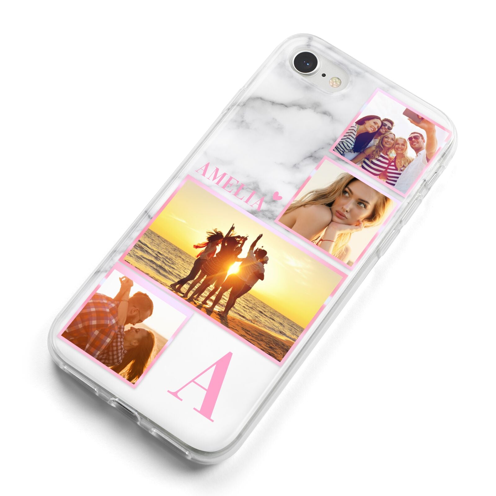Personalised Marble Photo Collage iPhone 8 Bumper Case on Silver iPhone Alternative Image
