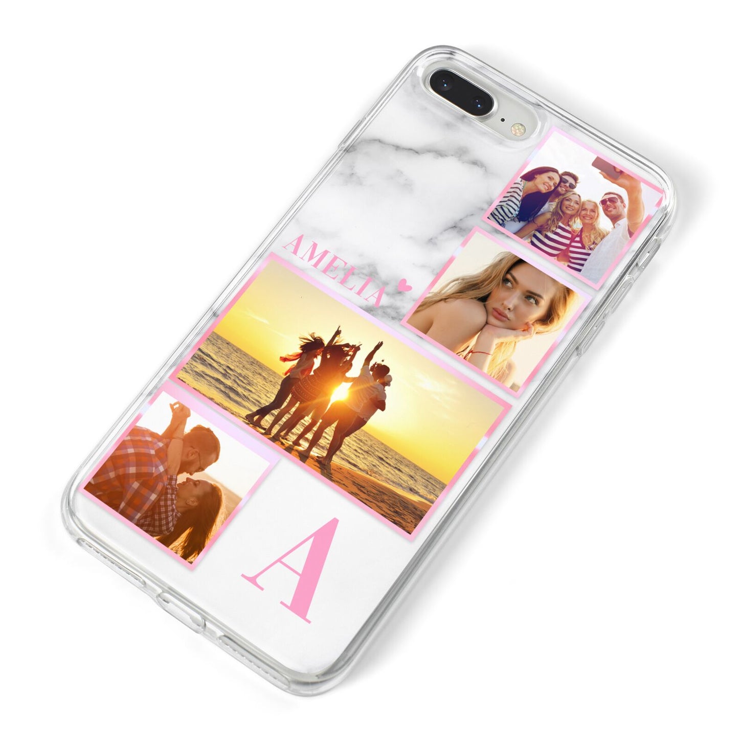Personalised Marble Photo Collage iPhone 8 Plus Bumper Case on Silver iPhone Alternative Image