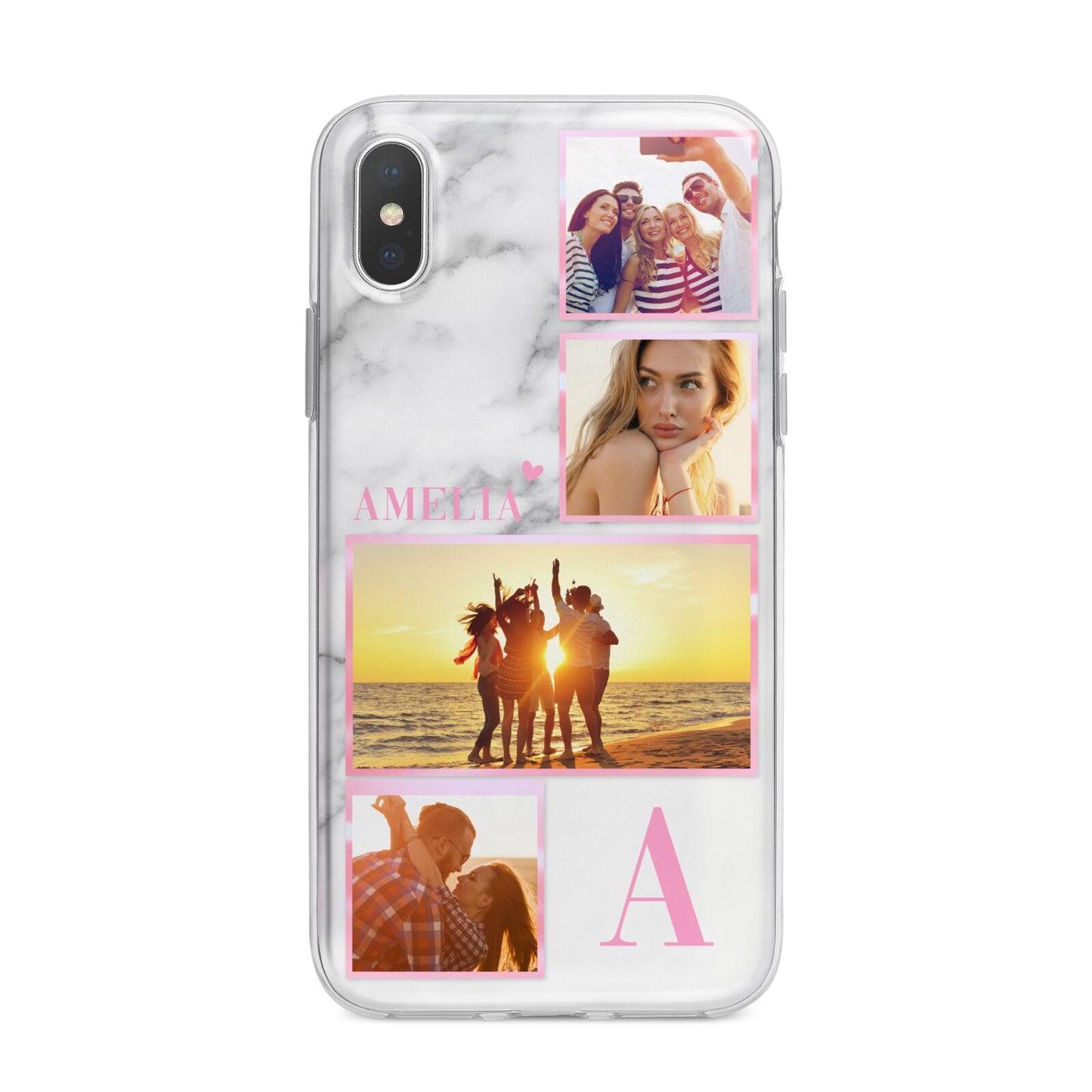 Personalised Marble Photo Collage iPhone X Bumper Case on Silver iPhone Alternative Image 1