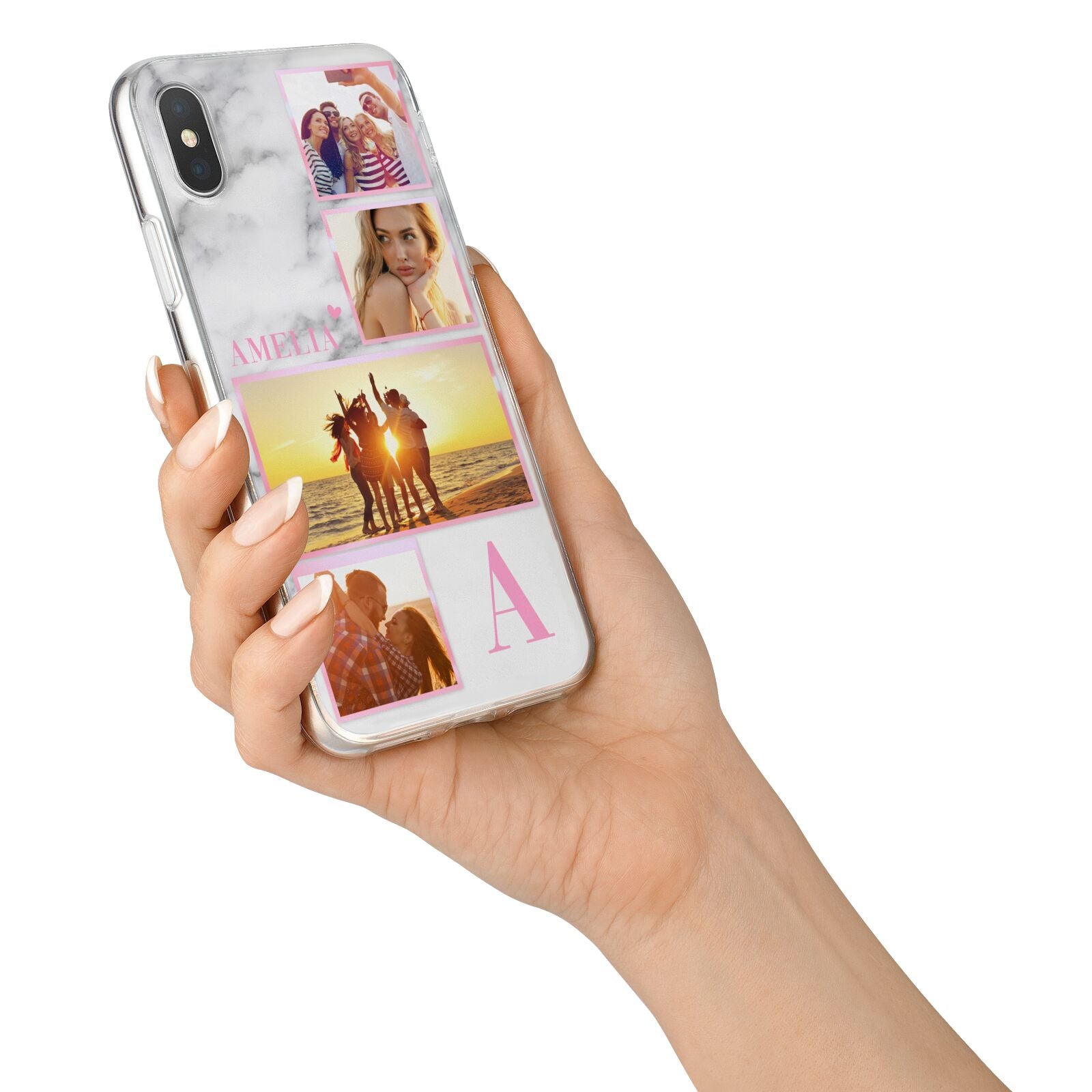 Personalised Marble Photo Collage iPhone X Bumper Case on Silver iPhone Alternative Image 2