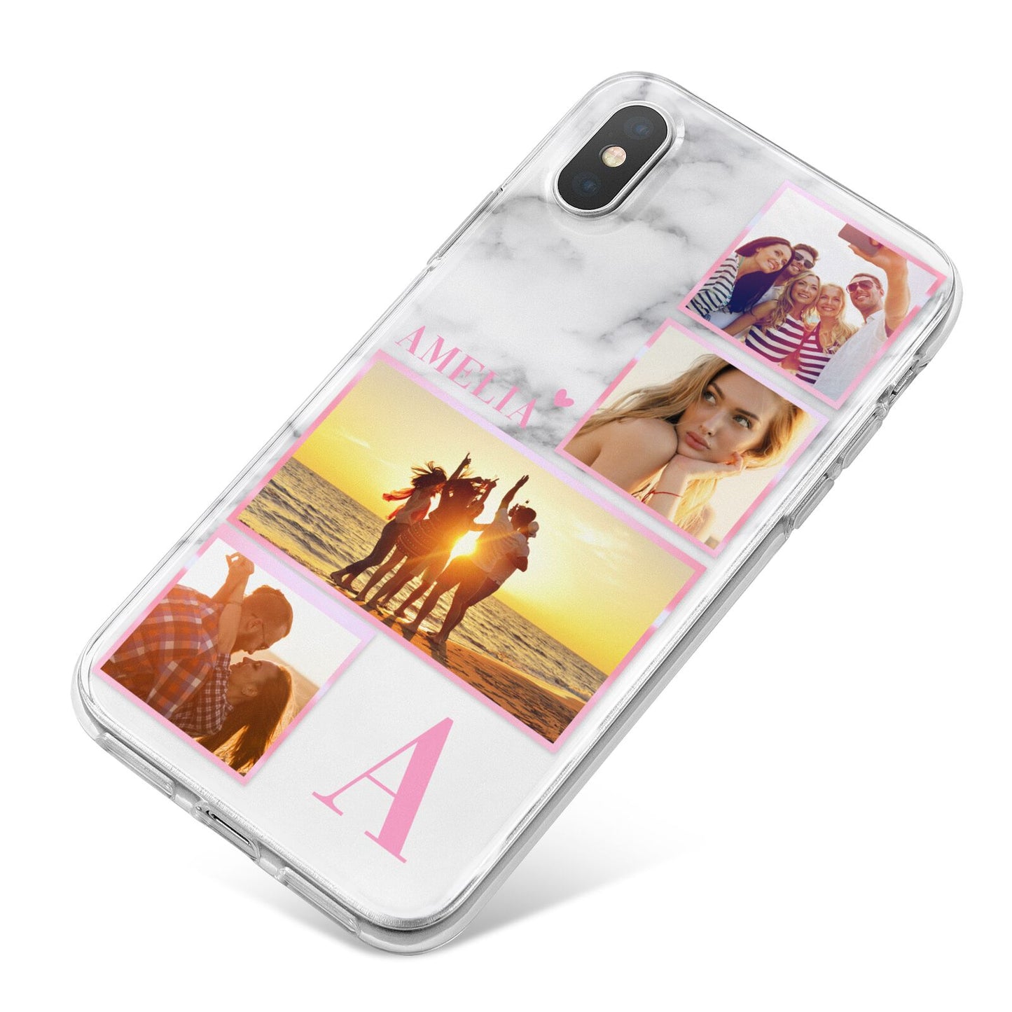 Personalised Marble Photo Collage iPhone X Bumper Case on Silver iPhone