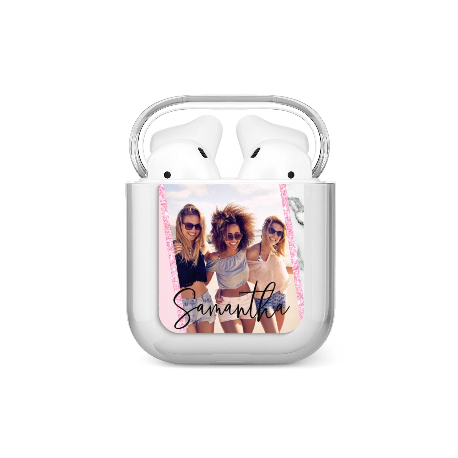 Personalised Marble Photo Name AirPods Case
