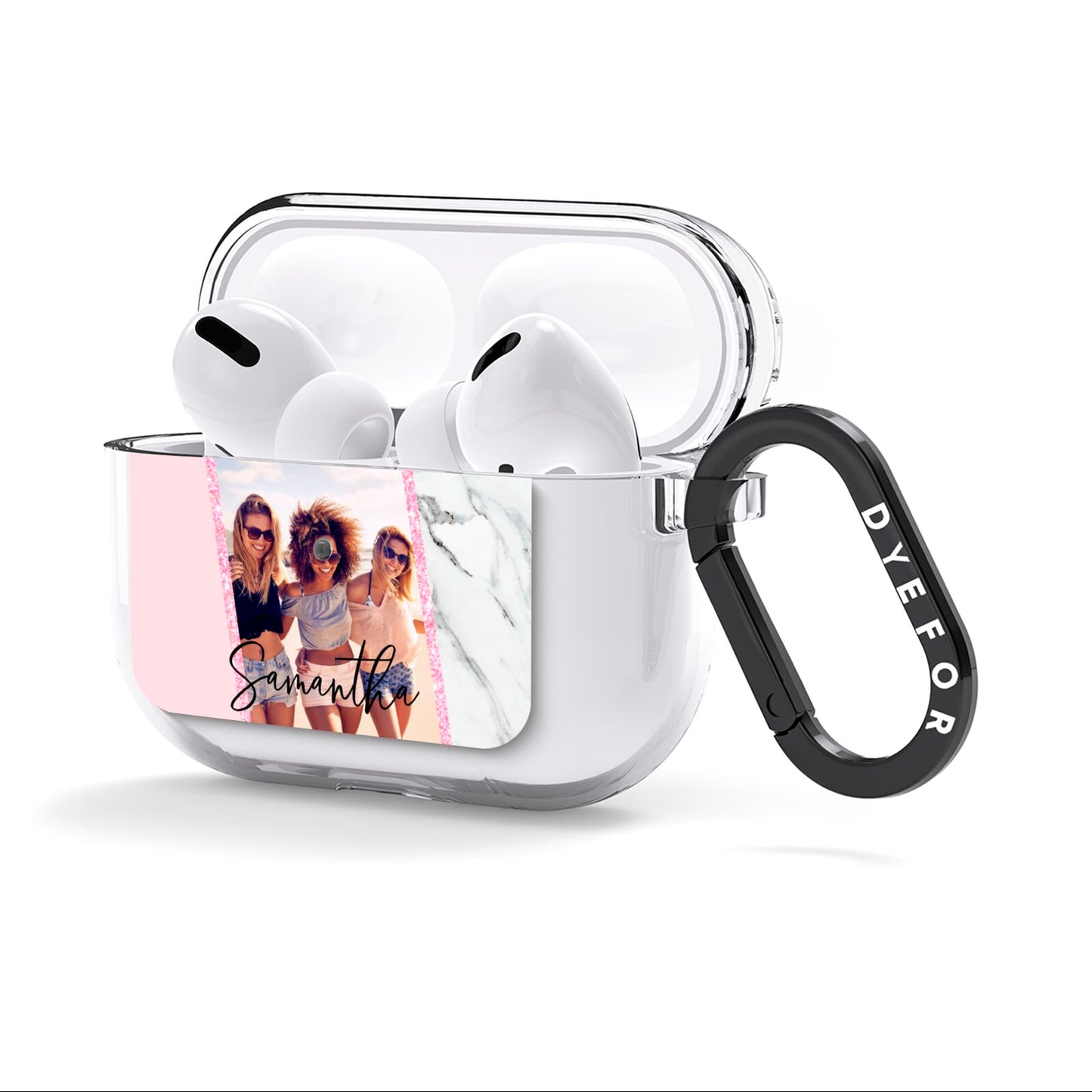 Personalised Marble Photo Name AirPods Clear Case 3rd Gen Side Image