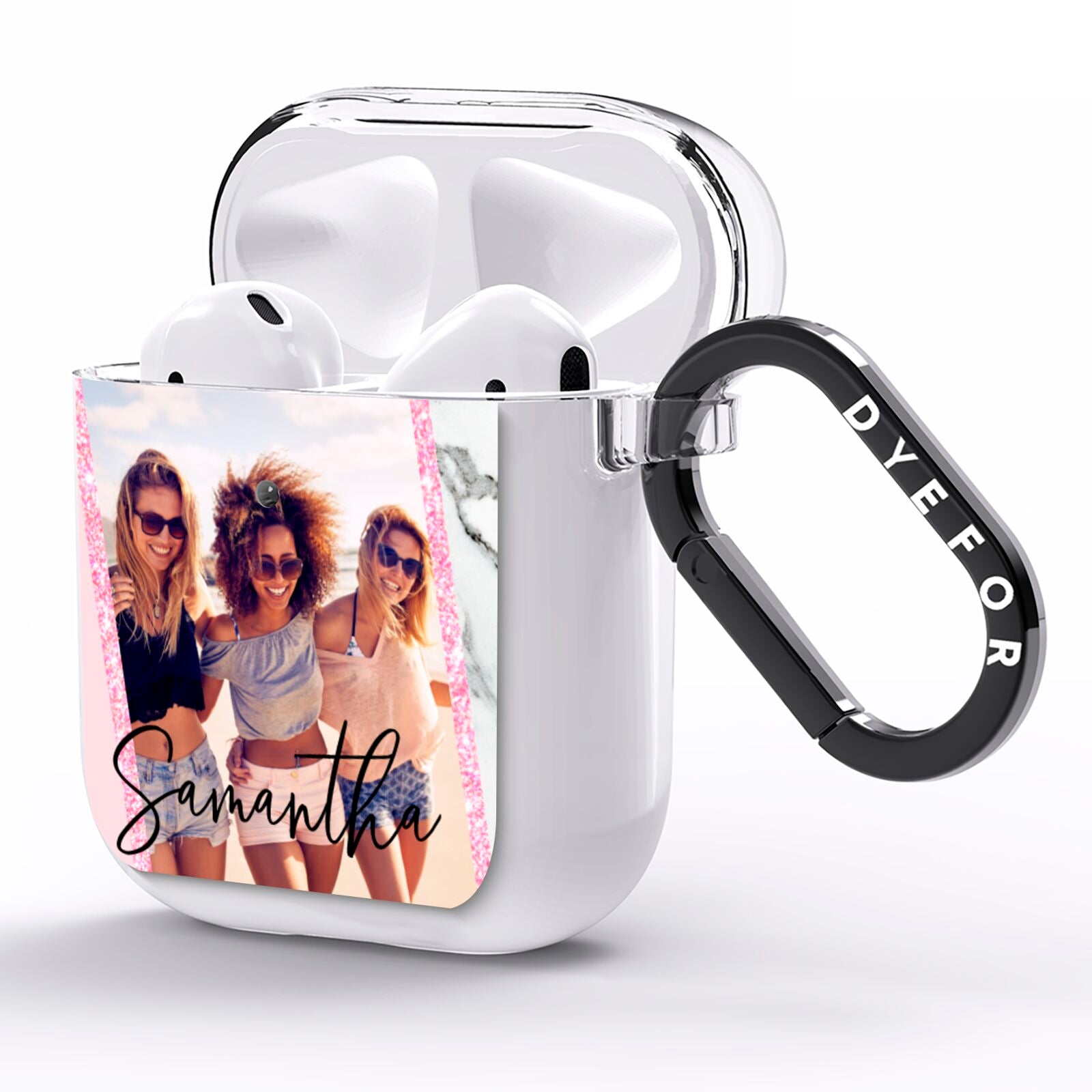 Personalised Marble Photo Name AirPods Clear Case Side Image