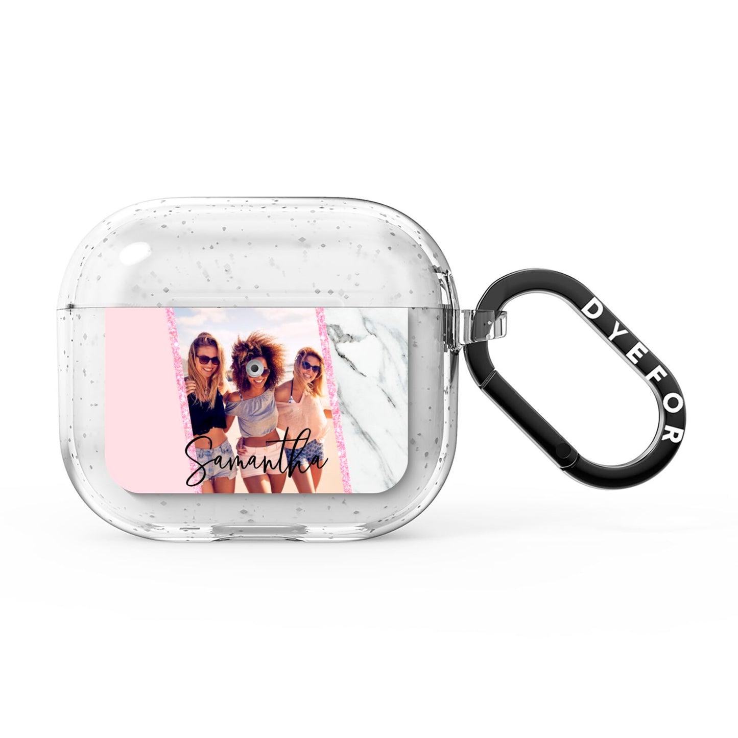 Personalised Marble Photo Name AirPods Glitter Case 3rd Gen