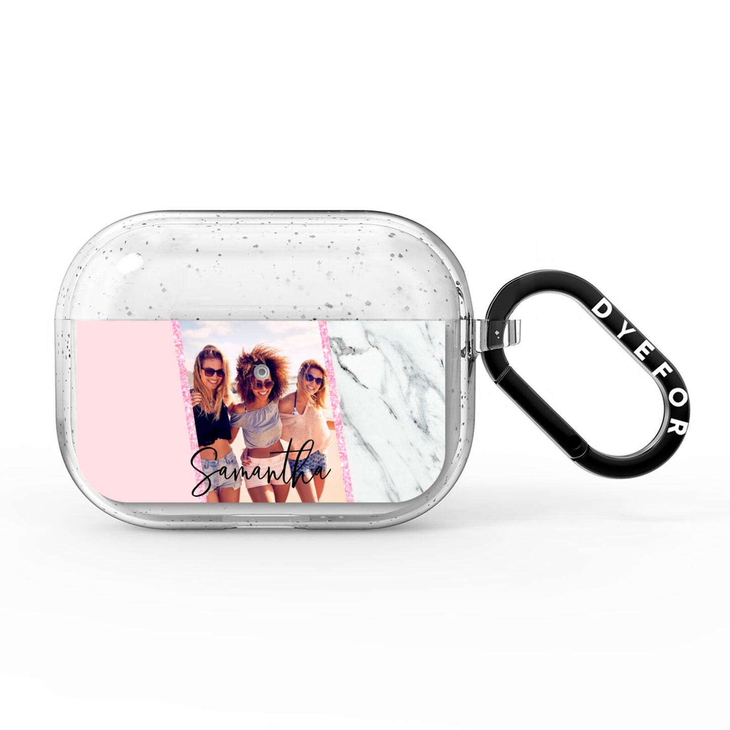 Personalised Marble Photo Name AirPods Pro Glitter Case